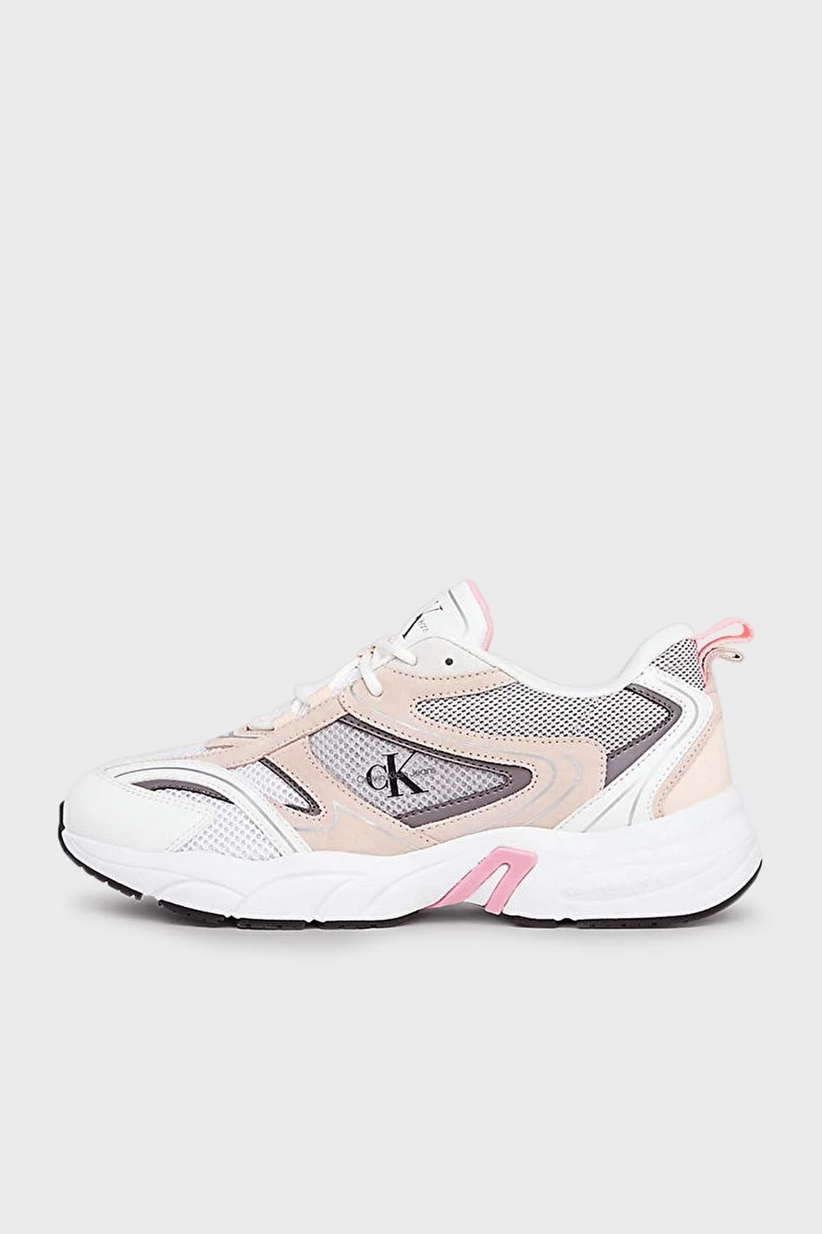 Calvin Klein Kalın Tabanlı Retro Model Tennis Su-Mesh Sneaker YW0YW008910LC Bayan Ayakkabı YW0YW00891 0LC BEYAZ-PUDRA - 3