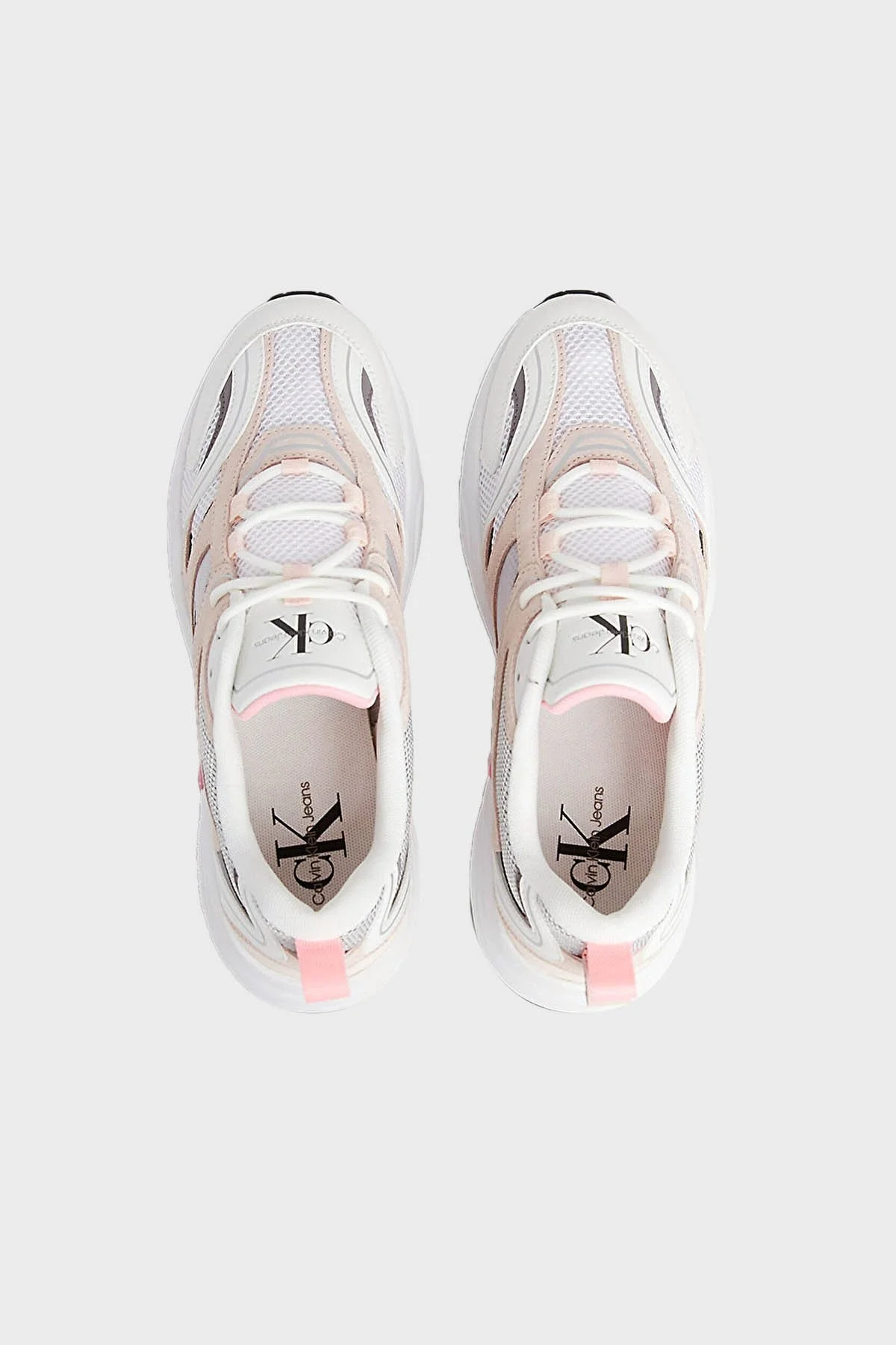 Calvin Klein Kalın Tabanlı Retro Model Tennis Su-Mesh Sneaker YW0YW008910LC Bayan Ayakkabı YW0YW00891 0LC BEYAZ-PUDRA - 7