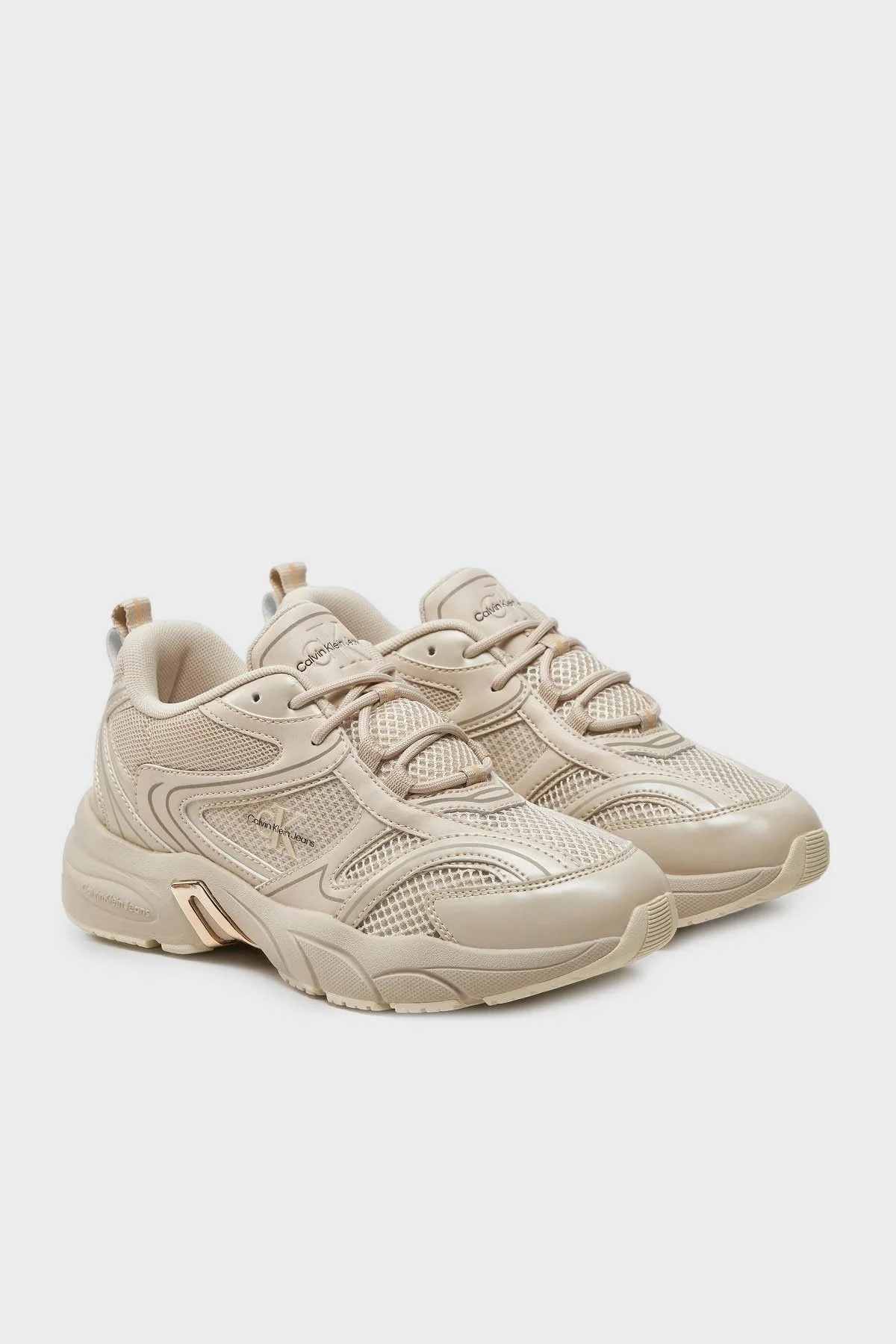 Calvin Klein Kalın Tabanlı Retro Tennis Low Sneaker YW0YW014630GB Bayan Ayakkabı YW0YW01463 0GB BEJ - 3