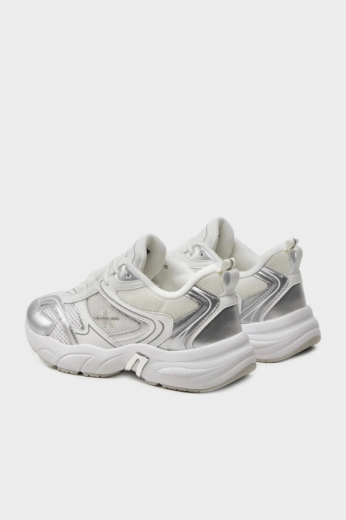Calvin Klein Kalın Tabanlı Retro Tennis Low Sneaker YW0YW014630K9 Bayan Ayakkabı YW0YW01463 0K9 BEYAZ-GÜMÜŞ - 2