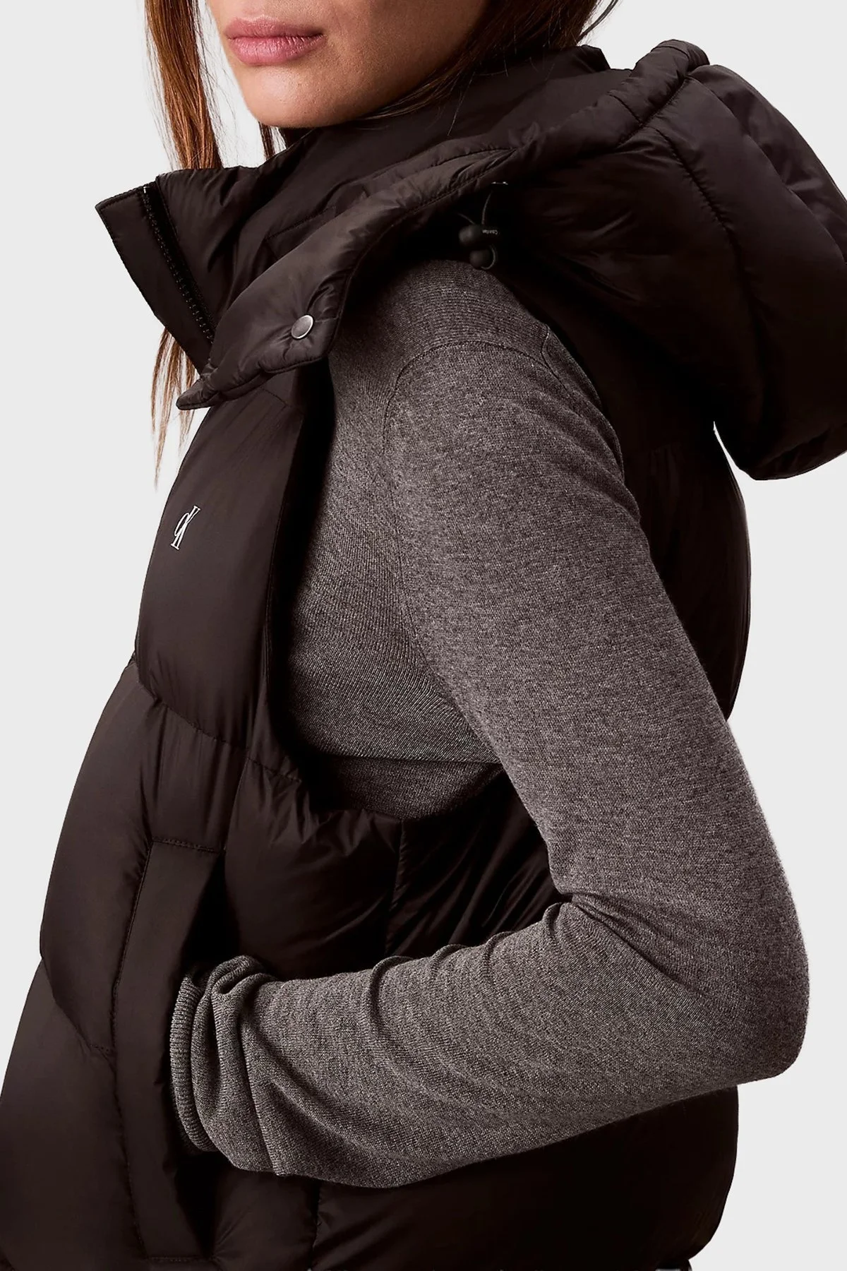 Calvin Klein Kapitoneli Boxy Fit Kapüşonlu Şişme LV047D500GUB1 Bayan Yelek LV047D500G UB1 SİYAH - 3