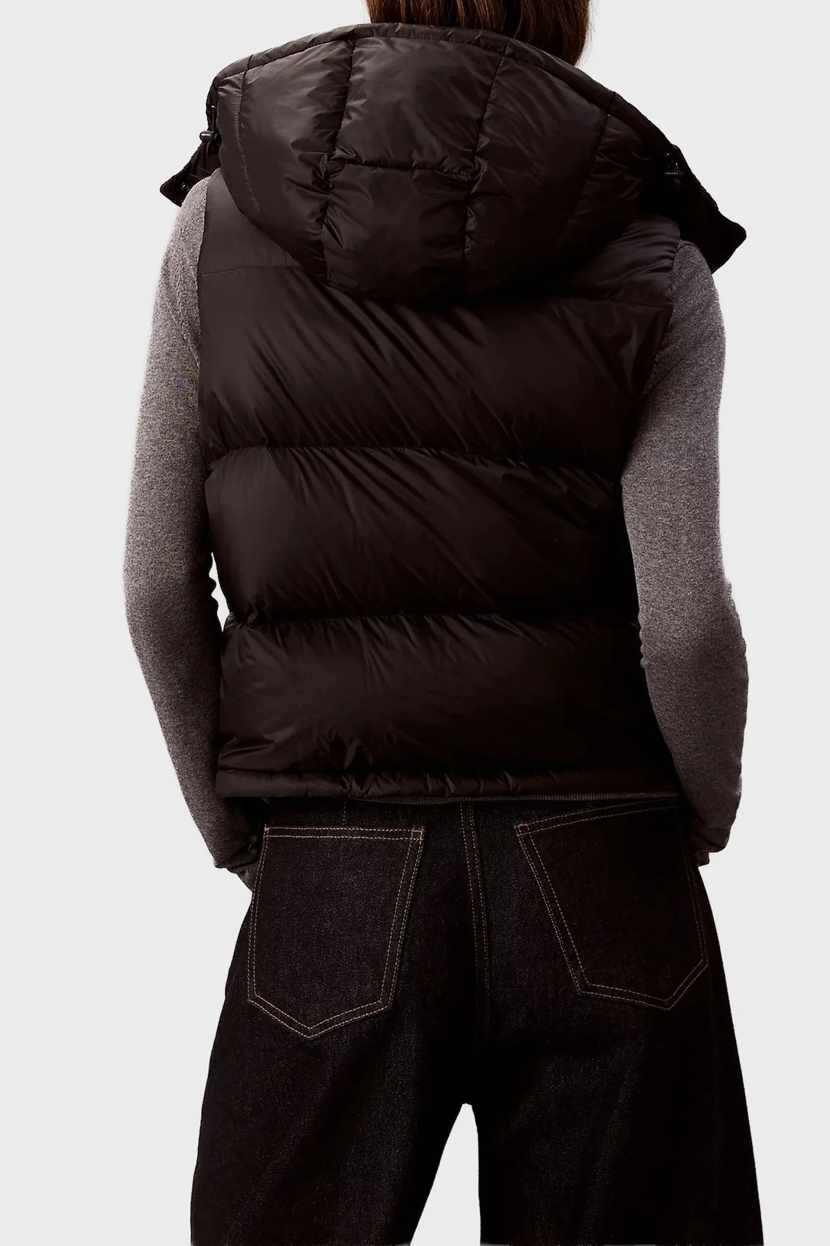 Calvin Klein Kapitoneli Boxy Fit Kapüşonlu Şişme LV047D500GUB1 Bayan Yelek LV047D500G UB1 SİYAH - 5