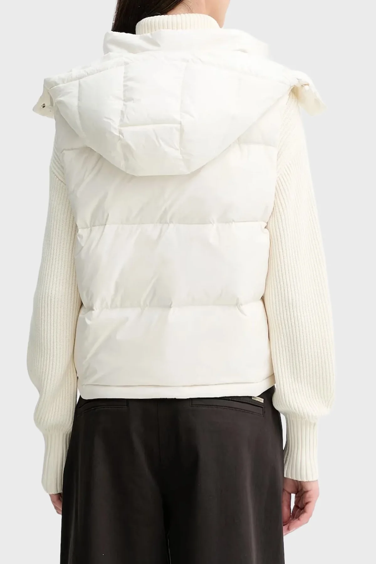 Calvin Klein Kapitoneli Boxy Fit Kapüşonlu Şişme LV047D500GVDV Bayan Yelek LV047D500G VDV BEYAZ - 3