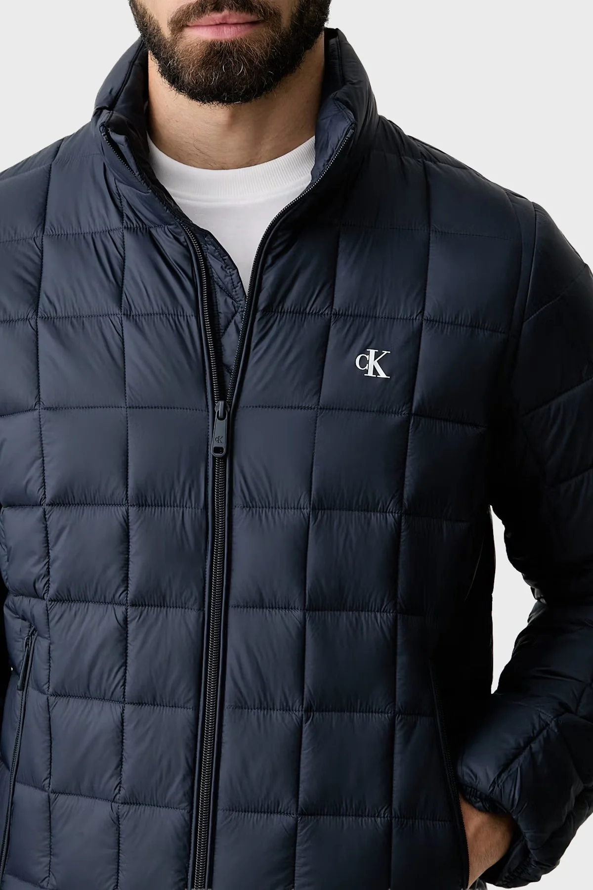 Calvin Klein Kapitoneli Dik Yaka Su İtici LV04RG506GCEF Erkek Mont LV04RG506G CEF LACİVERT - 4