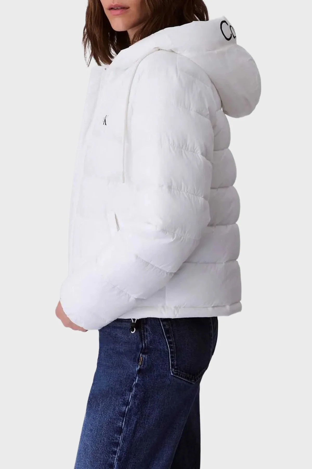 Calvin Klein Kapitoneli Logolu Regular Fit Kapüşonlu Şişme LV047C521GHW6 Bayan Mont LV047C521G HW6 BEYAZ - 4