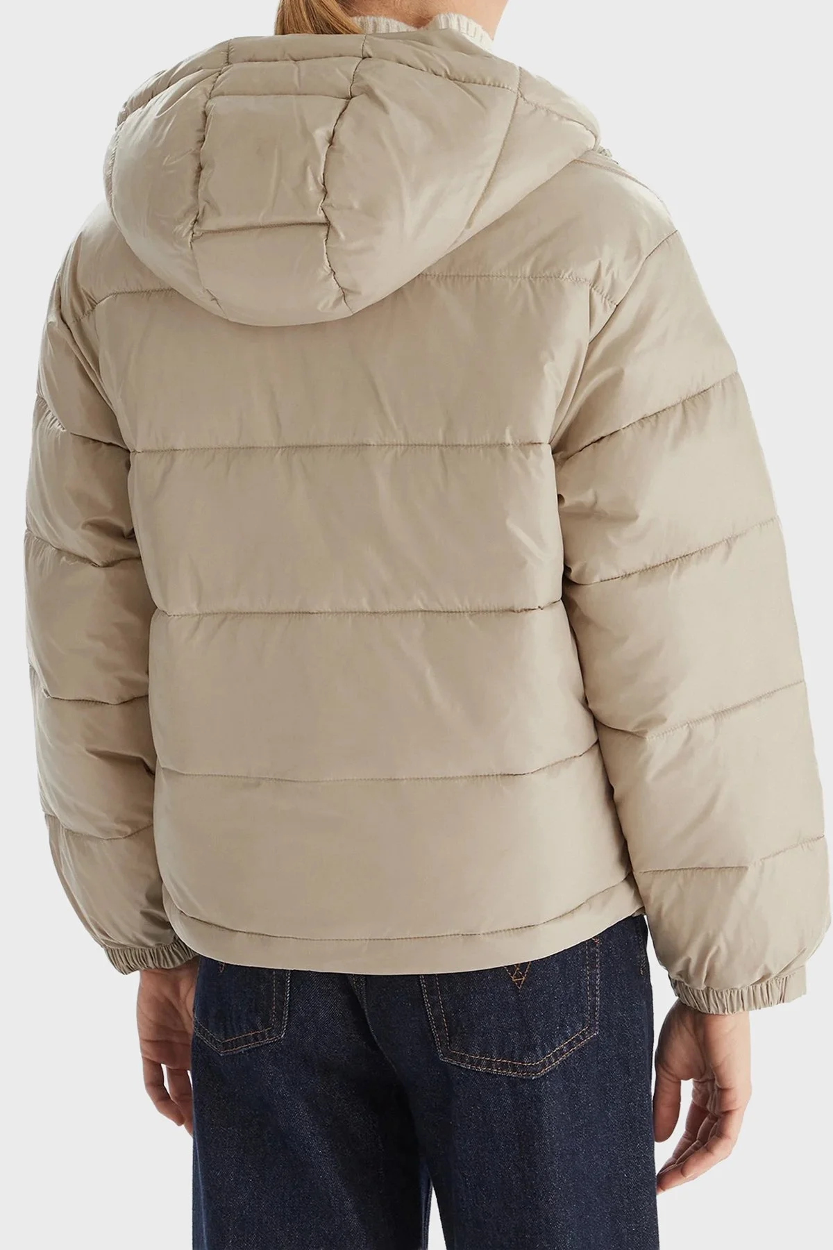 Calvin Klein Kapitoneli Loose Fit Kapüşonlu Parlak Şişme LV047D505GNSU Bayan Mont LV047D505G NSU BEJ - 3