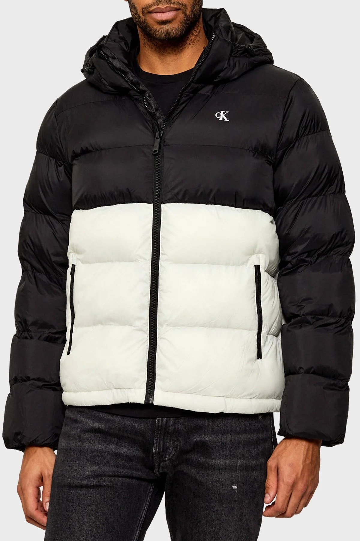 Calvin Klein Kapitoneli Regular Fit Çıkarılabilir Kapüşonlu LV04RD527GYAS Erkek Mont LV04RD527G YAS BEYAZ - 1