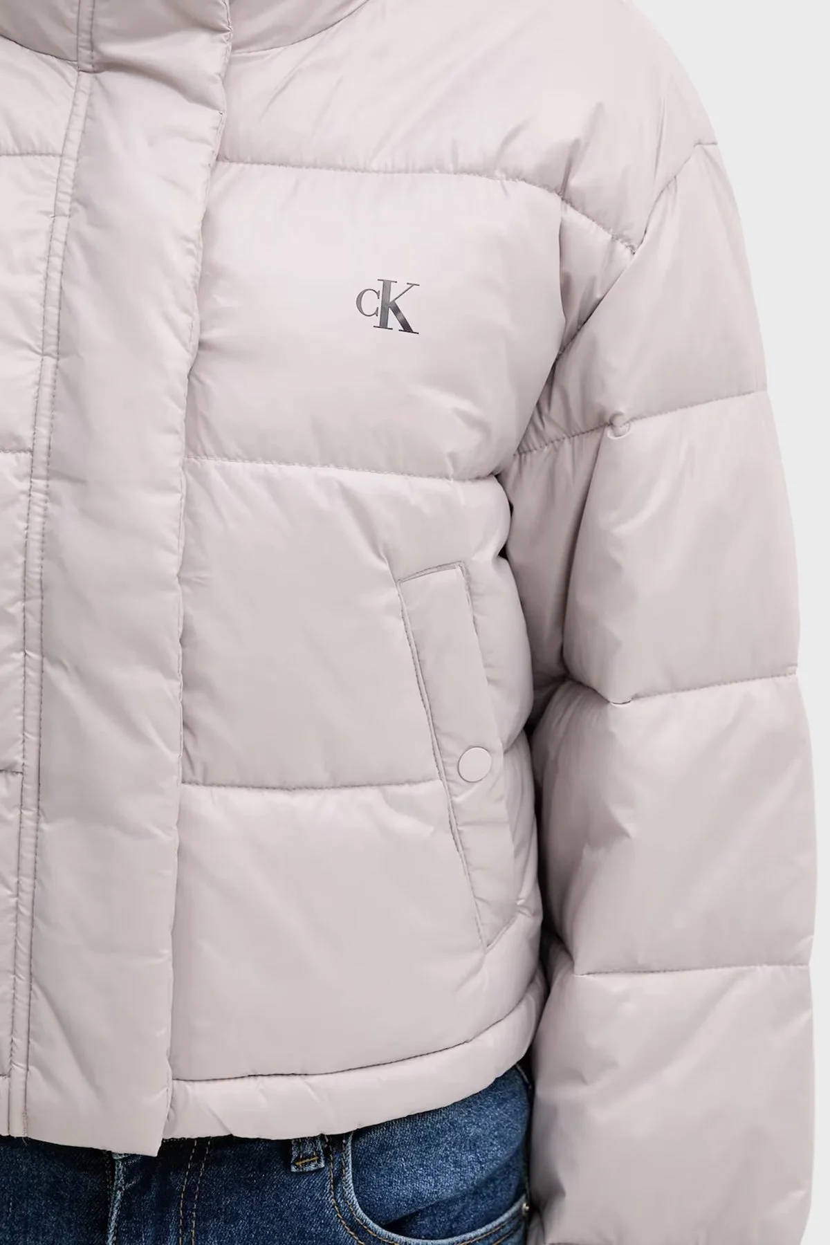 Calvin Klein Kapitoneli Regular Fit Dik Yaka Şişme LV047D504GQJL Bayan Mont LV047D504G QJL GRİ - 5