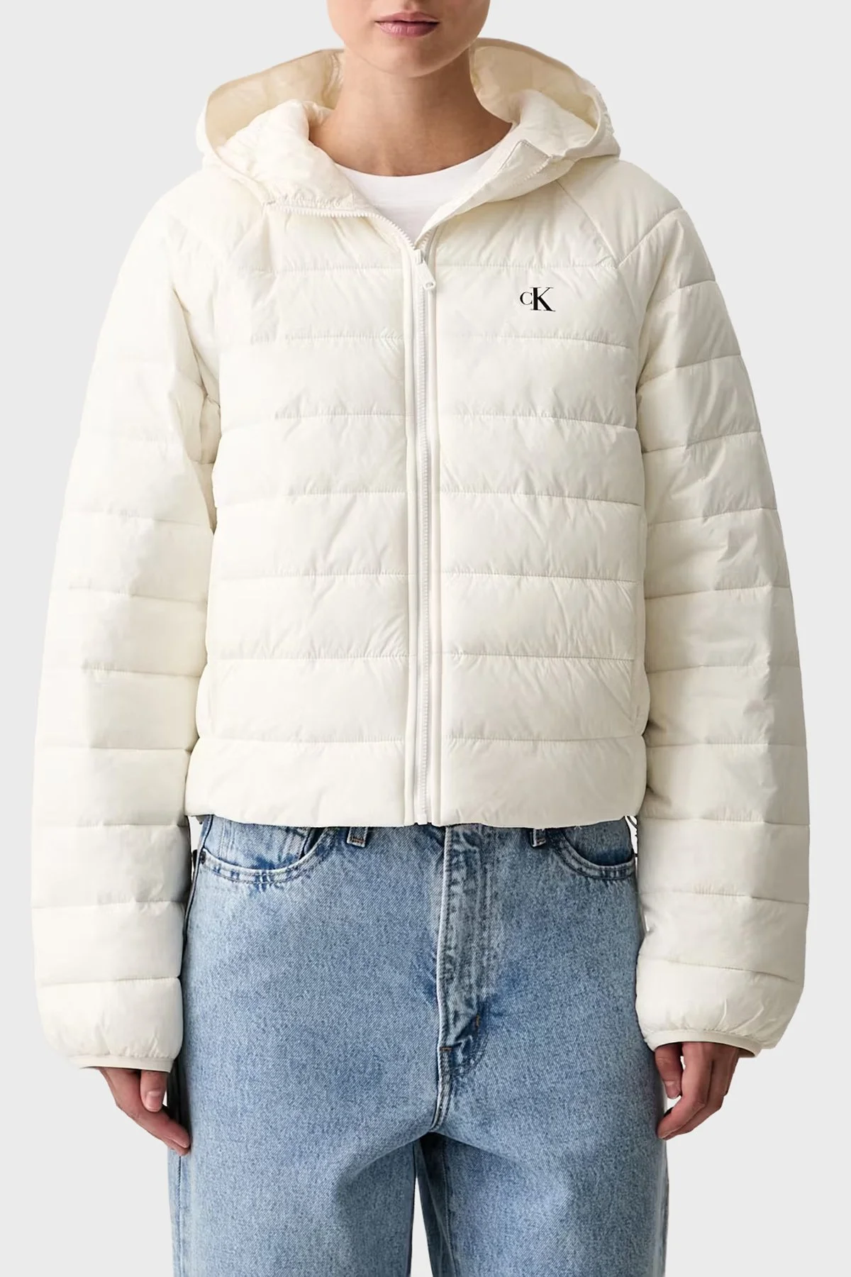 Calvin Klein Kapitoneli Regular Fit Kapüşon Yaka LV047G505GYAS Kadın Mont LV047G505G YAS KREM - 1