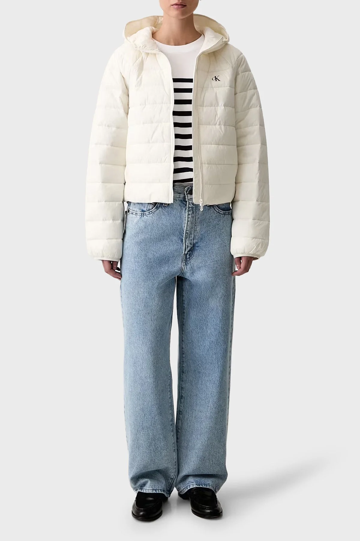 Calvin Klein Kapitoneli Regular Fit Kapüşon Yaka LV047G505GYAS Kadın Mont LV047G505G YAS KREM - 2