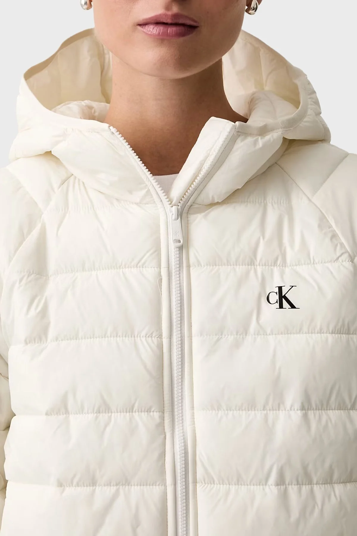 Calvin Klein Kapitoneli Regular Fit Kapüşon Yaka LV047G505GYAS Kadın Mont LV047G505G YAS KREM - 5