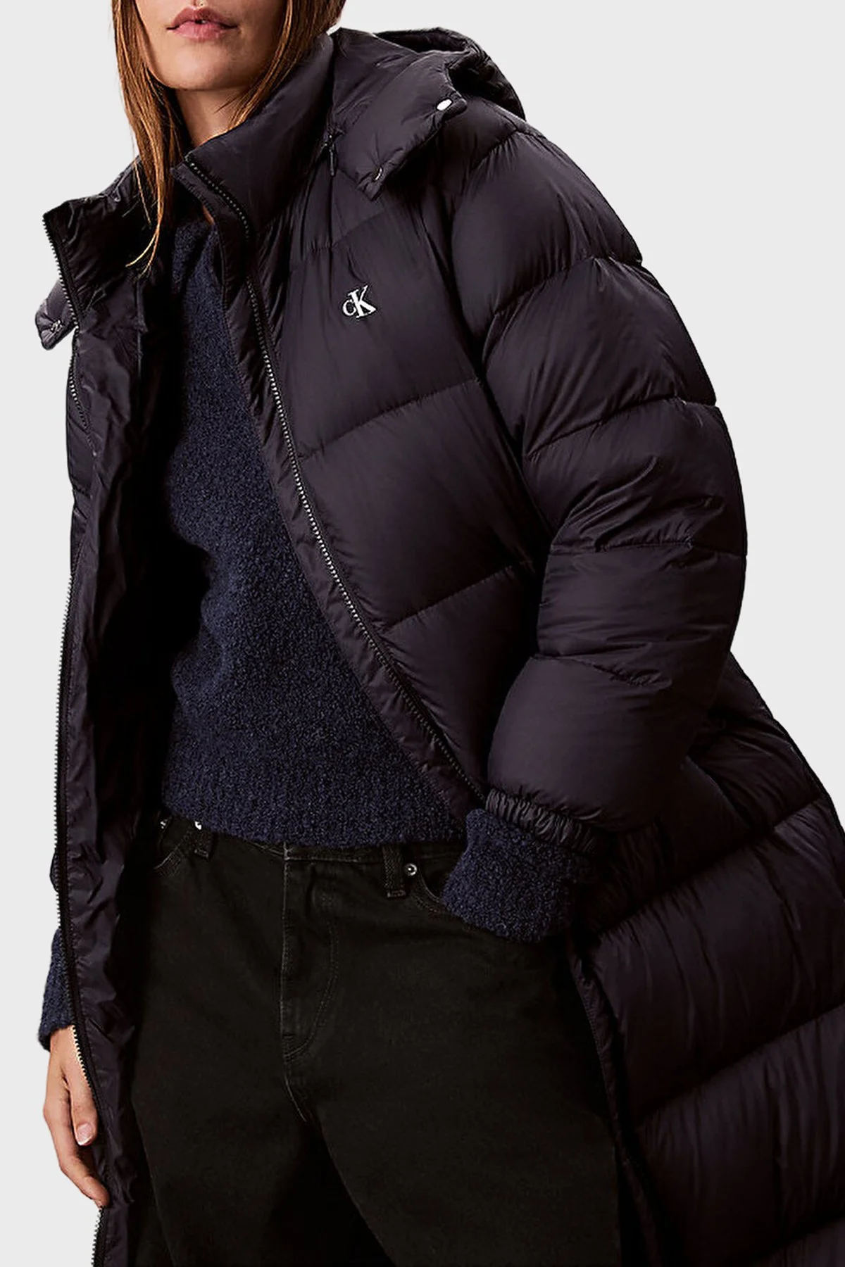 Calvin Klein Kapitoneli Regular Fit Kapüşonlu Kemerli Uzun Şişme LV047D508GUB1 Bayan Mont LV047D508G UB1 SİYAH - 1