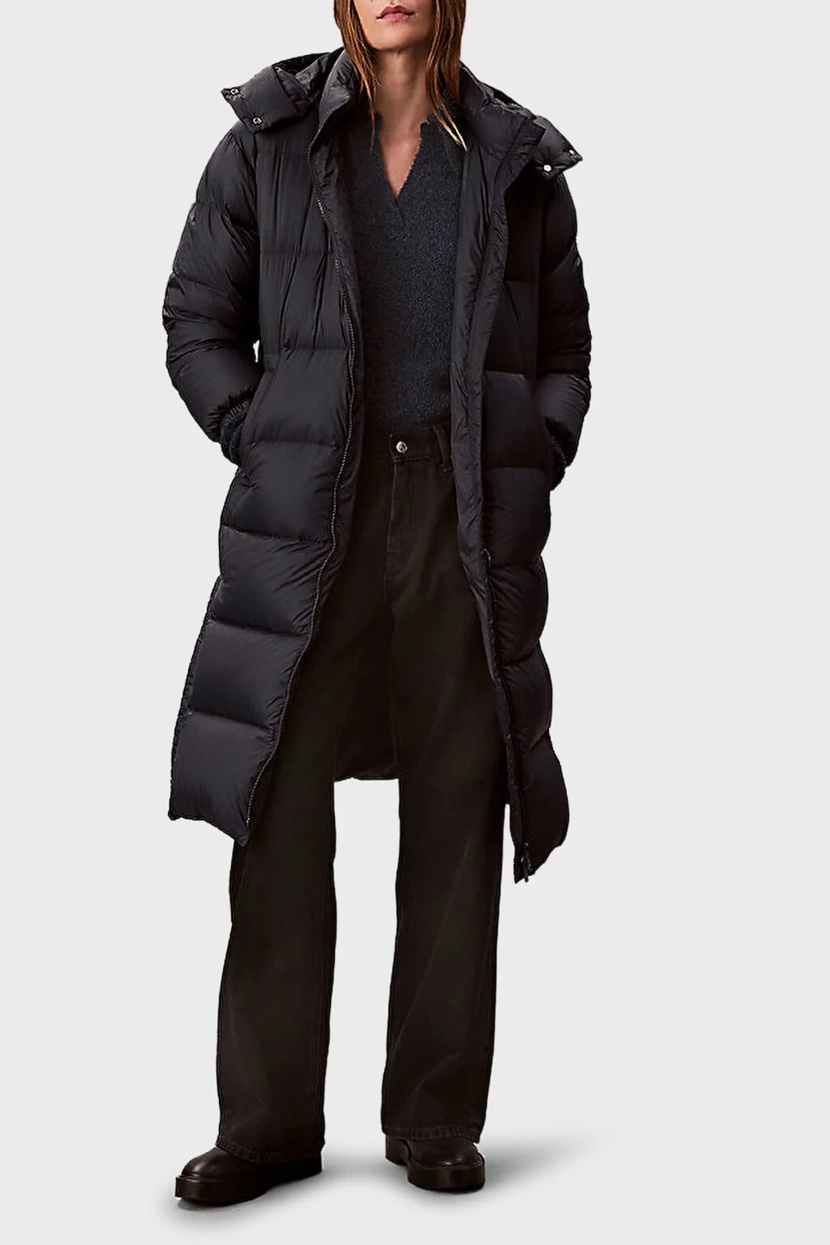 Calvin Klein Kapitoneli Regular Fit Kapüşonlu Kemerli Uzun Şişme LV047D508GUB1 Bayan Mont LV047D508G UB1 SİYAH - 2