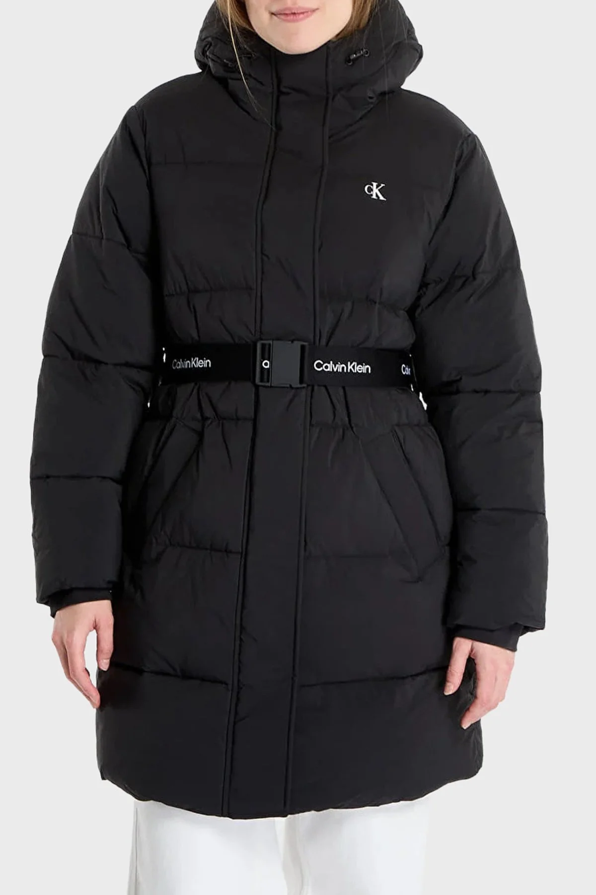 Calvin Klein Kapitoneli Regular Fit Kapüşonlu Kemerli Uzun Şişme LV047D508GUB1 Bayan Mont LV047D508G UB1 SİYAH - 6