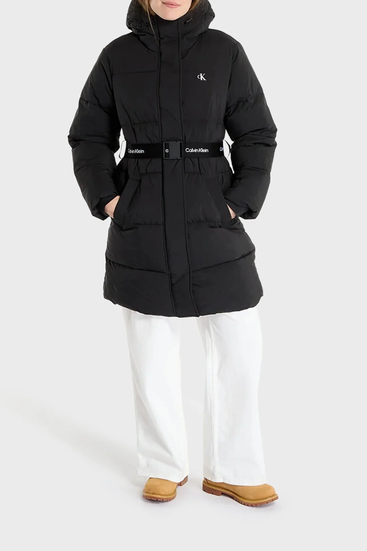 Calvin Klein Kapitoneli Regular Fit Kapüşonlu Kemerli Uzun Şişme LV047D508GUB1 Bayan Mont LV047D508G UB1 SİYAH - 7