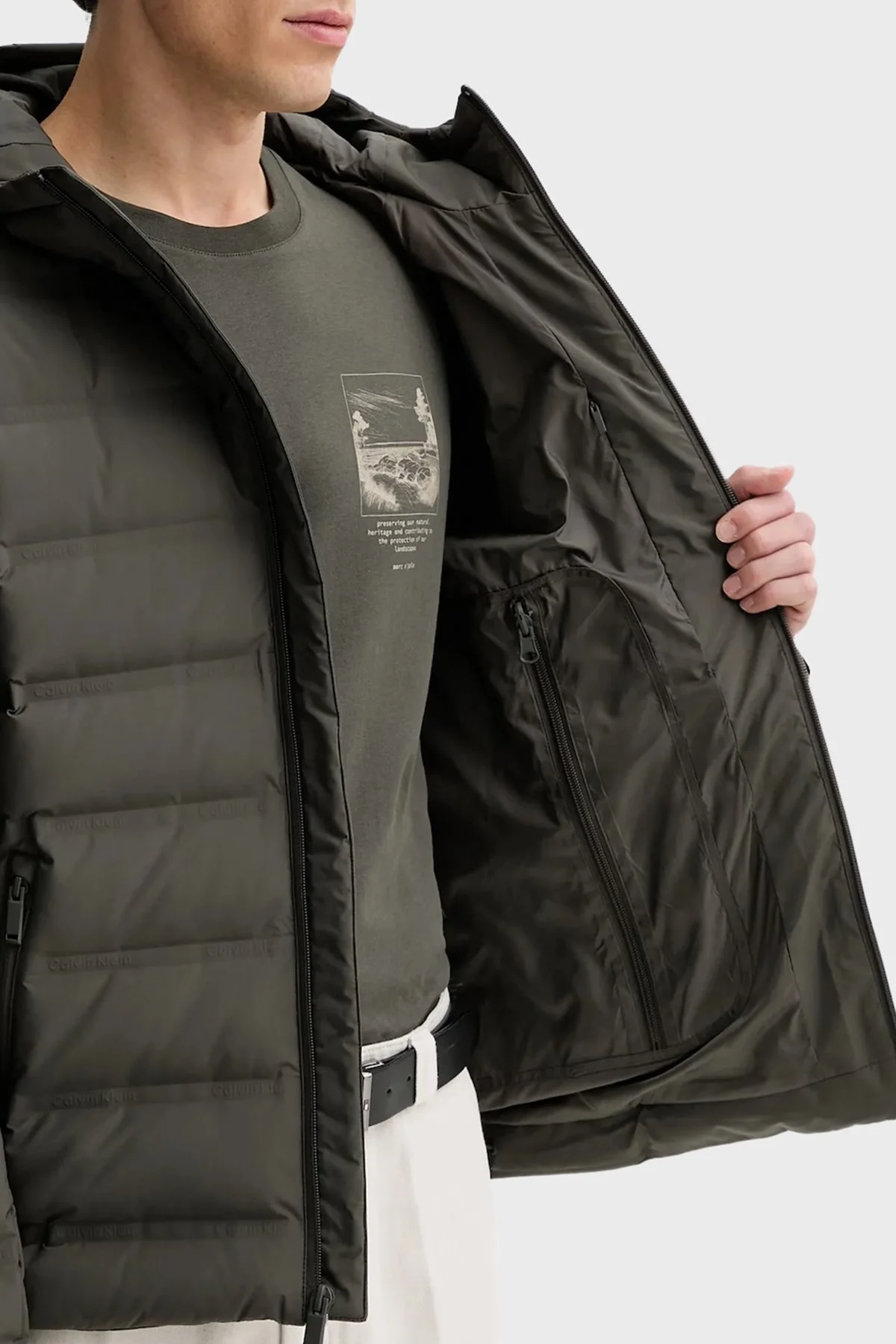 Calvin Klein Kapitoneli Regular Fit Kapüşonlu Şişme LV04LD521GPAR Erkek Mont LV04LD521G PAR KOYU KAHVE - 5