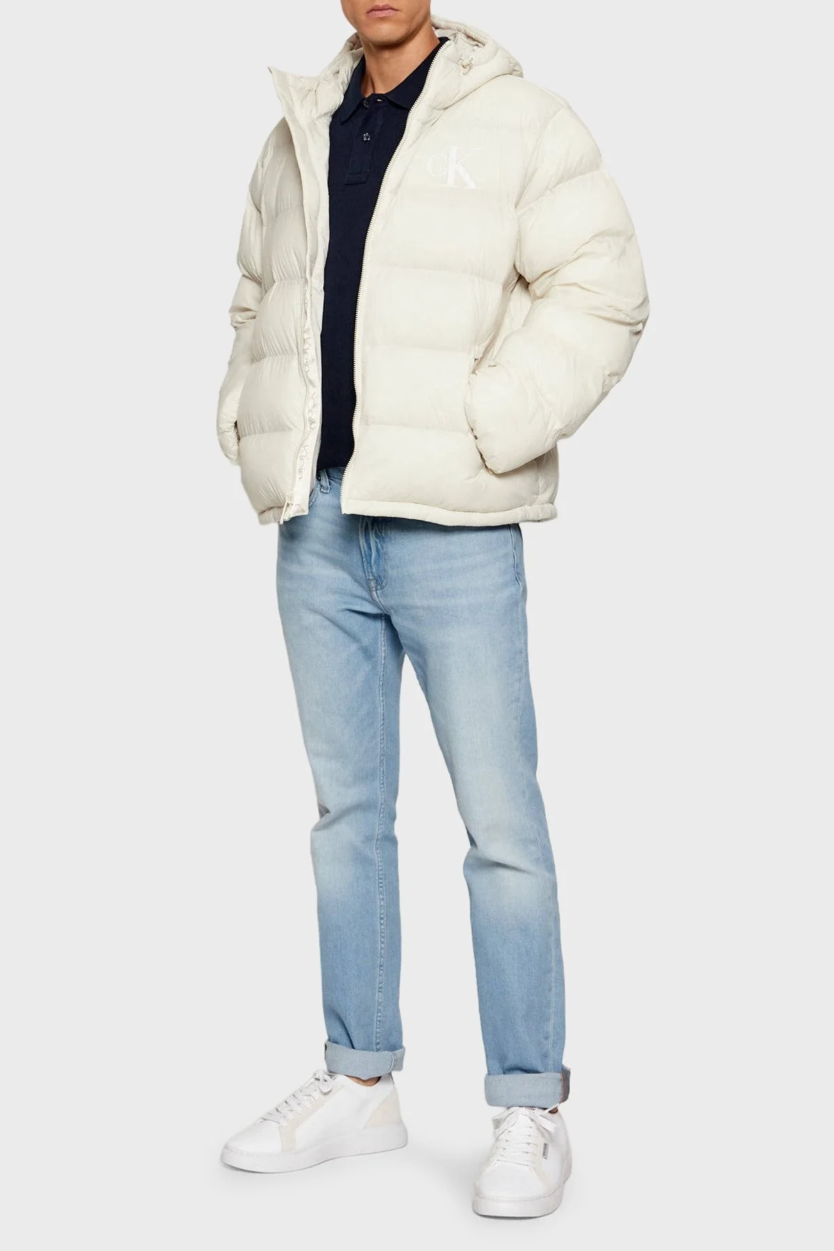 Calvin Klein Kapitoneli Regular Fit Kapüşonlu Yaka Şişme LV04RD528G67U Erkek Mont LV04RD528G 67U BEYAZ - 2