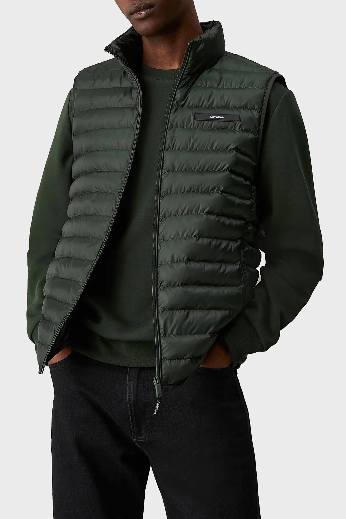 Calvin Klein Kapitoneli Regular Fit Su İtici Dik Yaka Şişme K10K113470M14 Erkek Yelek K10K113470 M14 YEŞİL - 1
