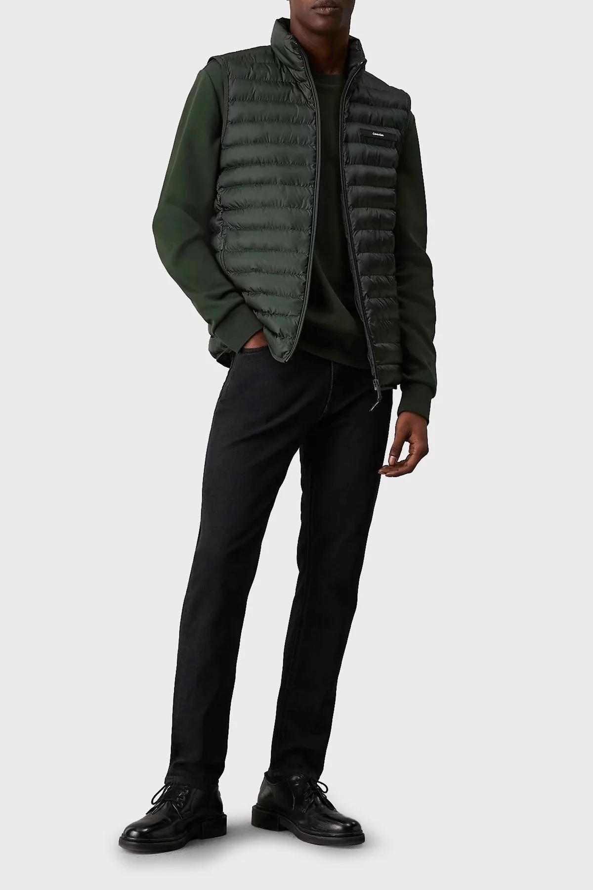 Calvin Klein Kapitoneli Regular Fit Su İtici Dik Yaka Şişme K10K113470M14 Erkek Yelek K10K113470 M14 YEŞİL - 2