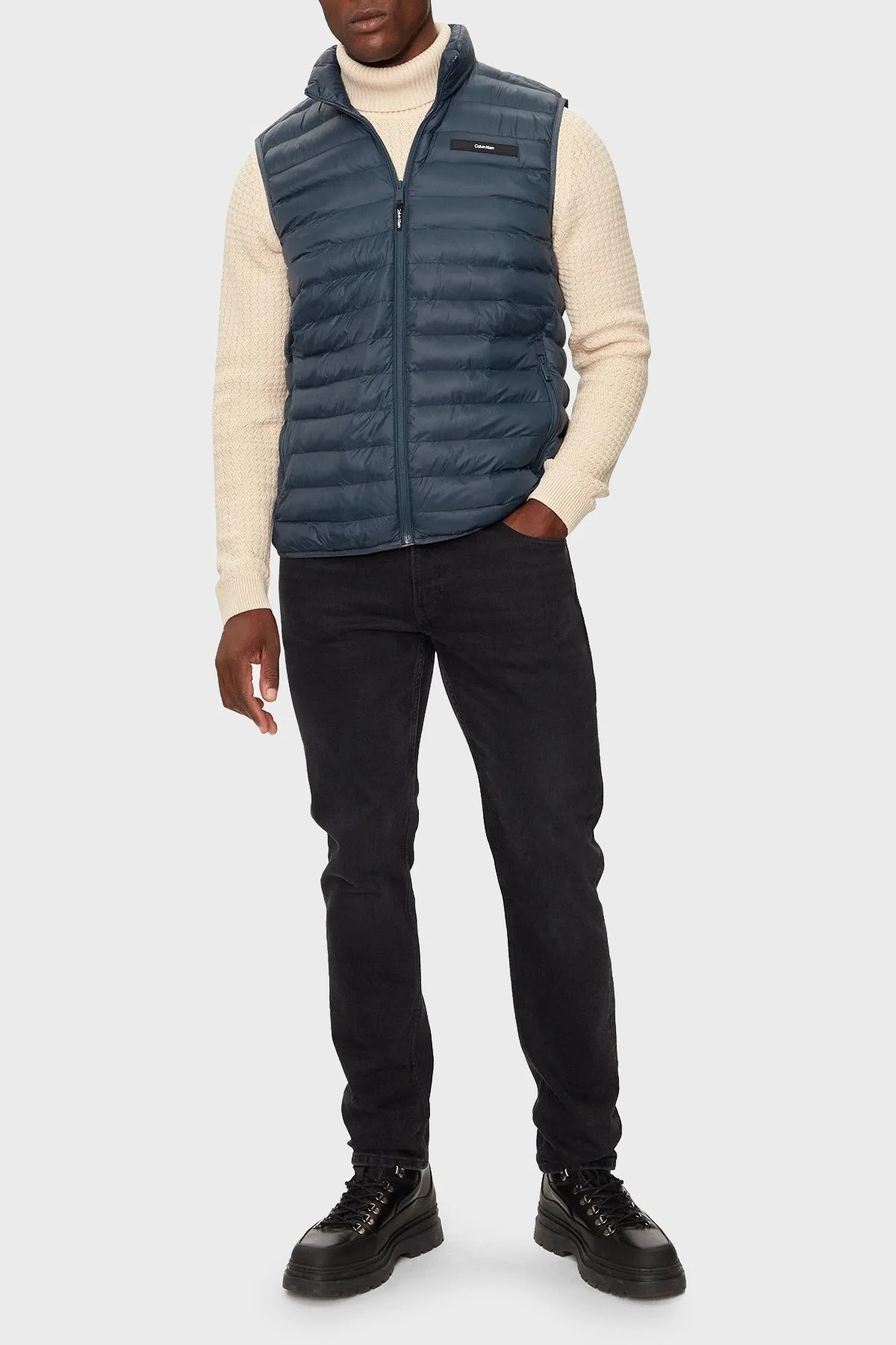 Calvin Klein Kapitoneli Regular Fit Su İtici Dik Yaka Şişme K10K113470PPK Erkek Yelek K10K113470 PPK MAVİ - 2