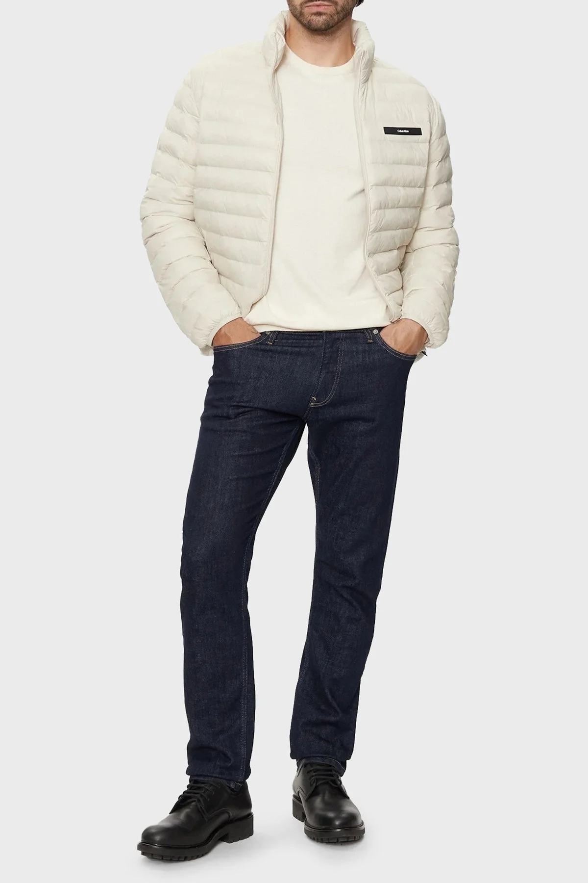 Calvin Klein Kapitoneli Regular Fit Su İtici Dik Yaka Şişme K10K113474ACE Erkek Mont K10K113474 ACE BEJ - 2