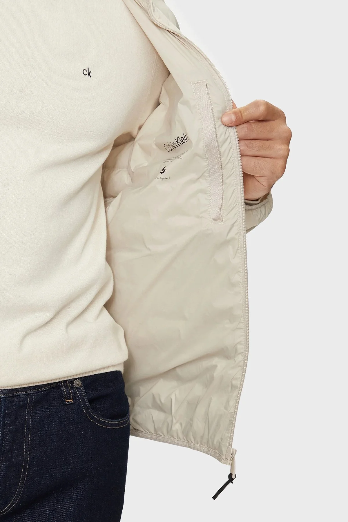 Calvin Klein Kapitoneli Regular Fit Su İtici Dik Yaka Şişme K10K113474ACE Erkek Mont K10K113474 ACE BEJ - 5