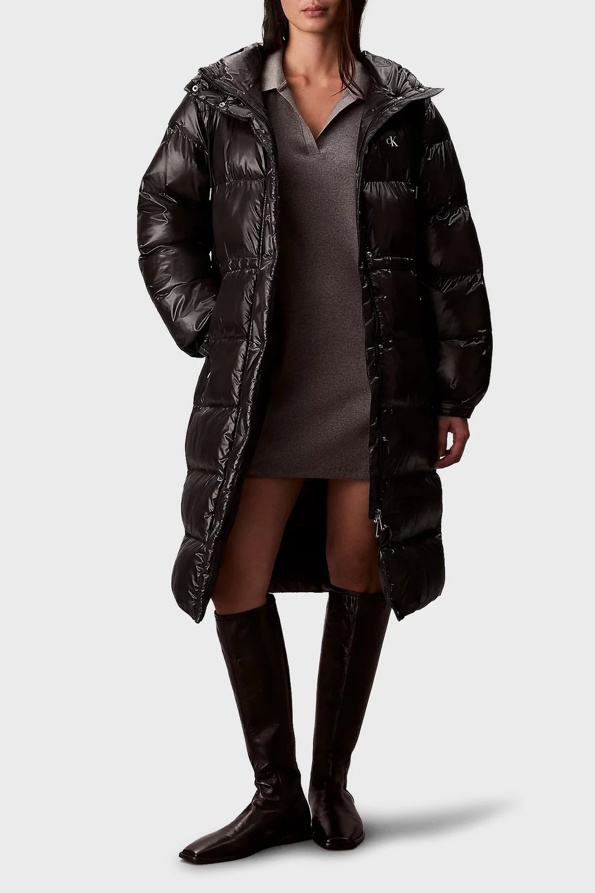 Calvin Klein Kapitoneli Relaxed Fit Kapüşonlu Uzun Şişme LV047D506GUB1 Bayan Mont LV047D506G UB1 SİYAH - 1