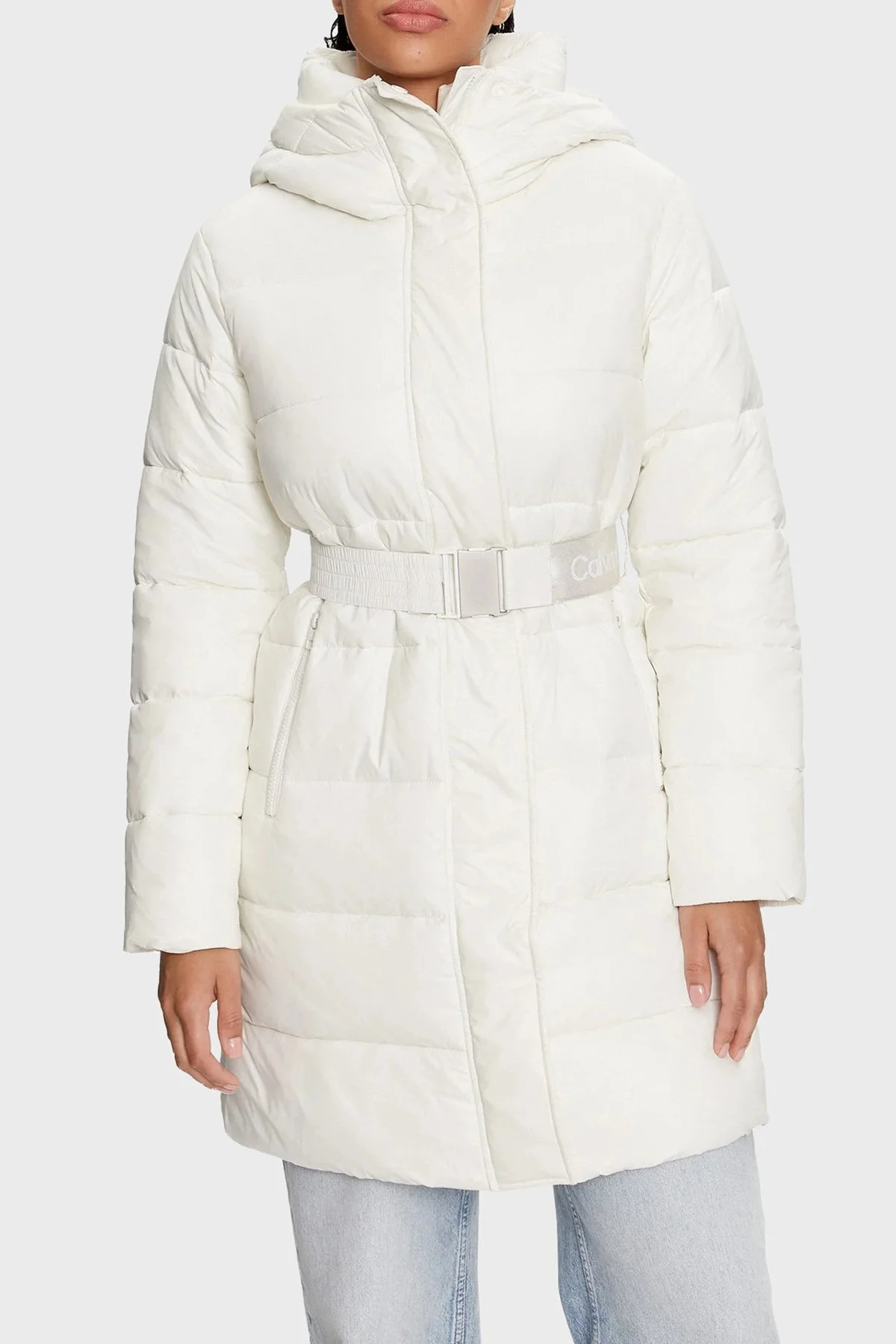 Calvin Klein Kapitoneli Şişme J20J223578YBI Bayan Mont J20J223578 YBI BEYAZ - 1