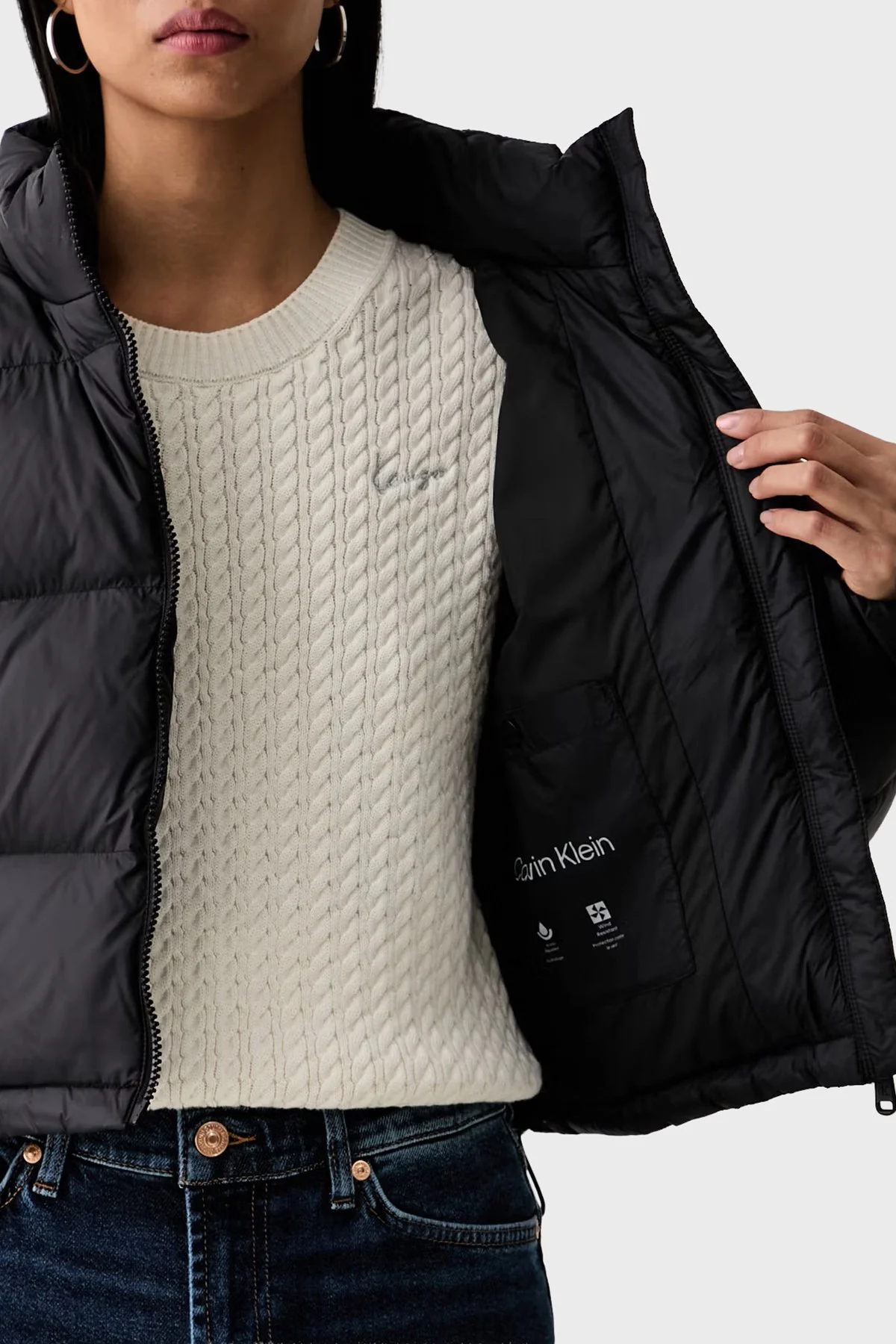 Calvin Klein Kapitoneli Su İtici Dik Yaka Şişme LV047H503GUB1 Kadın Mont LV047H503G UB1 Siyah - 6