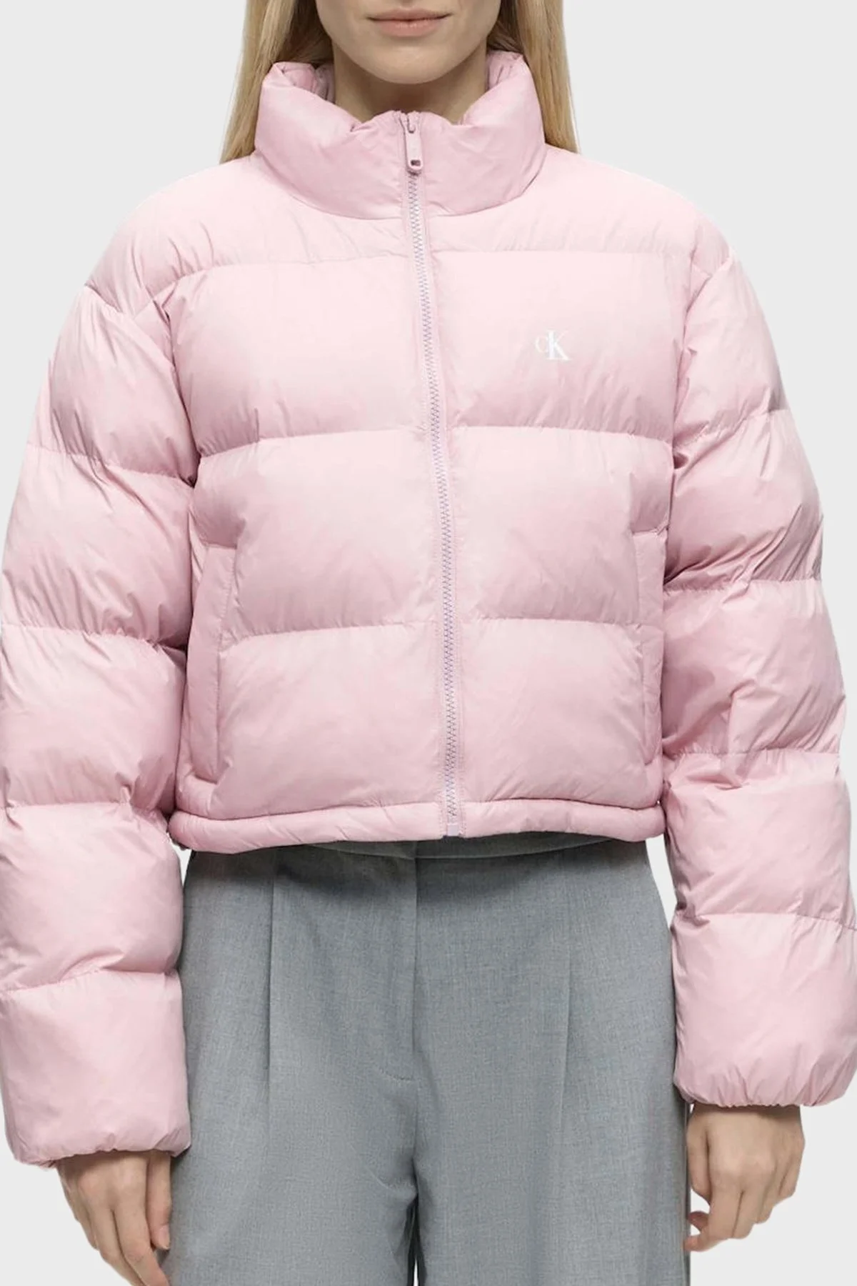 Calvin Klein Kapitoneli Su İtici Dik Yaka Şişme LV047H503GXPF Kadın Mont LV047H503G XPF Pudra - 1