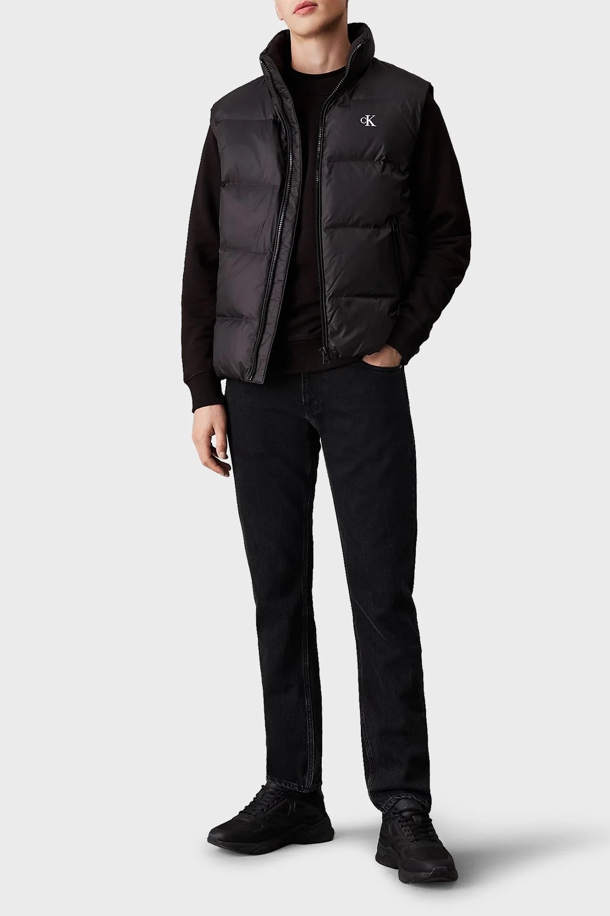 Calvin Klein Kapitoneli Su İtici Kuş Tüyü Dolgulu Dik Yaka Şişme J30J325901BEH Erkek Yelek J30J325901 BEH SİYAH - 3