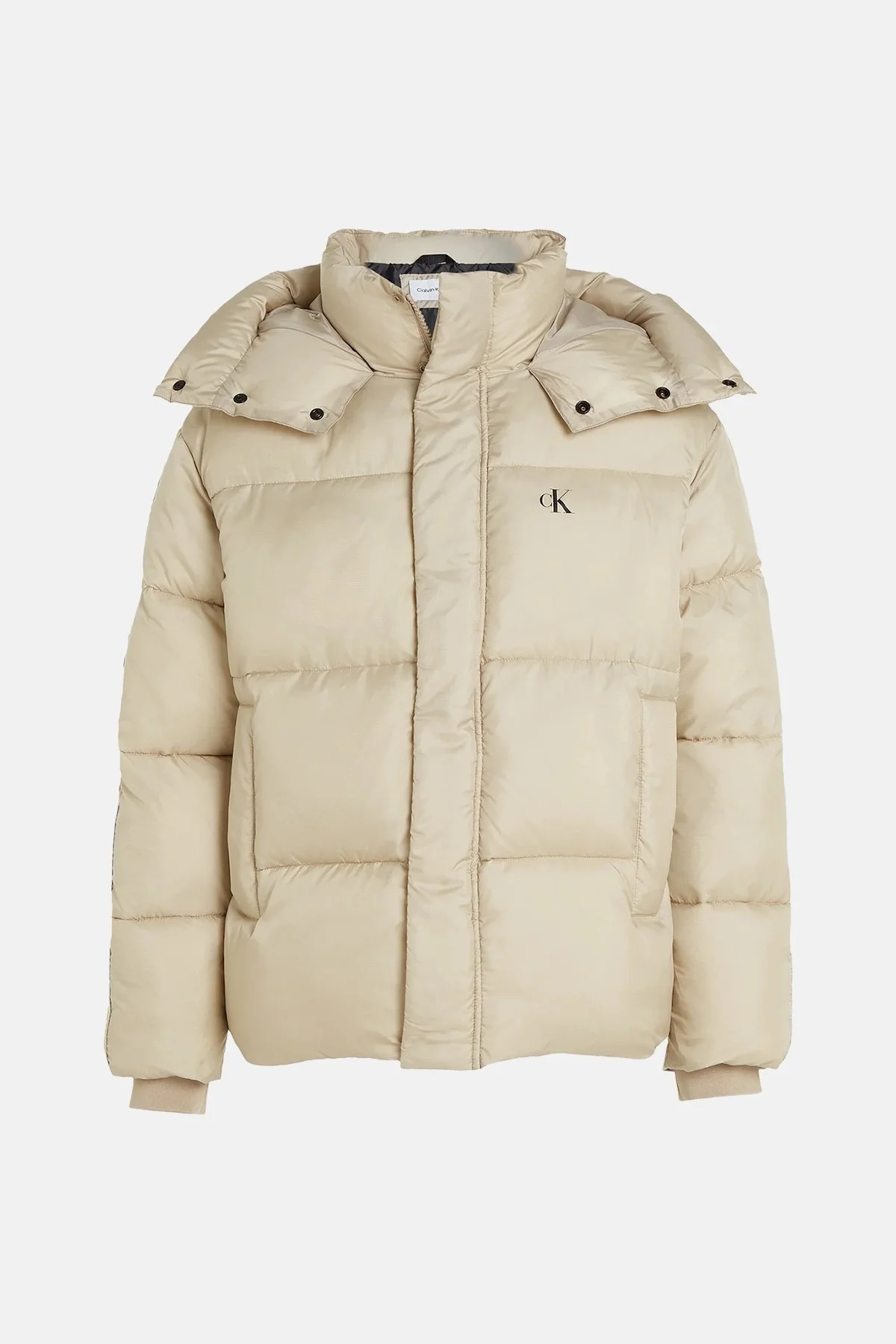 Calvin Klein Kapüşonlu Logolu Relaxed Fit Şişme J30J324073PED Erkek Mont J30J324073 PED BEJ - 5