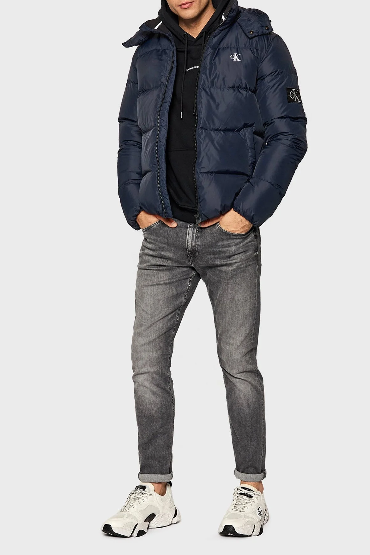 Calvin Klein Su Geçirmez Kapüşonlu Regular Fit Kuş Tüyü Dolgulu Şişme Erkek Mont J30J318412 CHW LACİVERT - 3