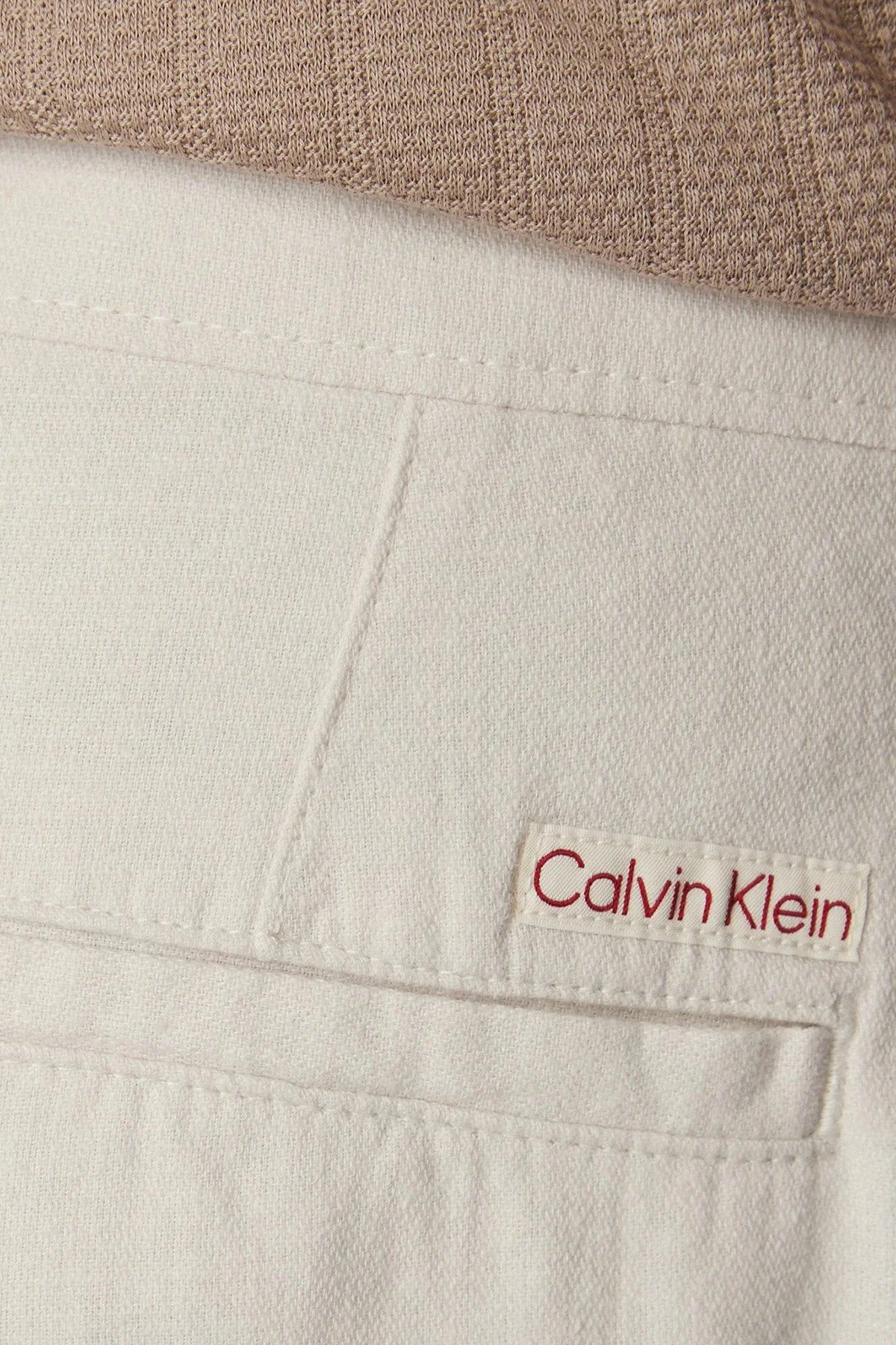 Calvin Klein Keten ve Pamuk Karışımlı Kargo Cepli LV04RF610GGNA Erkek Şort LV04RF610G GNA BEJ - 5