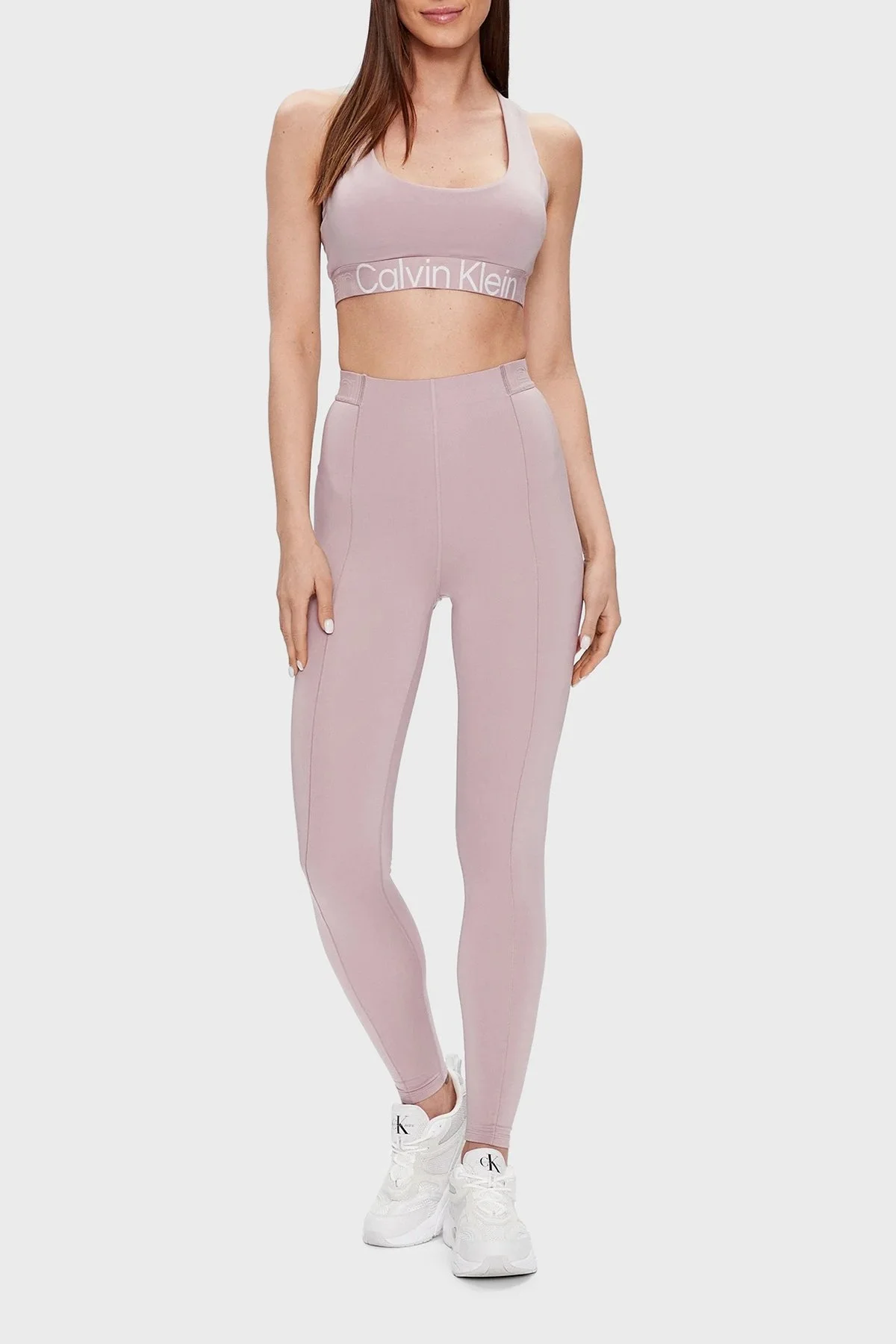 Calvin Klein Logo Bantlı Astarlı Çıkarılabilir Dolgulu Nem Emici Spor 00GWS3K1158HR Bayan Sütyen 00GWS3K115 8HR PUDRA - 2