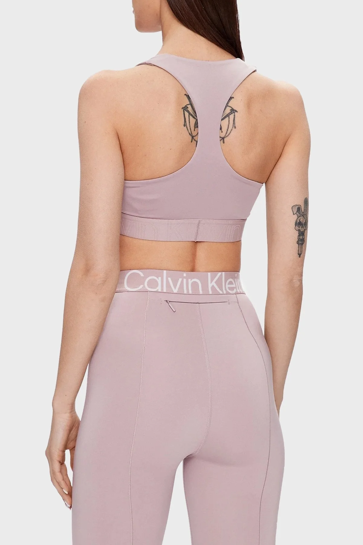 Calvin Klein Logo Bantlı Astarlı Çıkarılabilir Dolgulu Nem Emici Spor 00GWS3K1158HR Bayan Sütyen 00GWS3K115 8HR PUDRA - 3