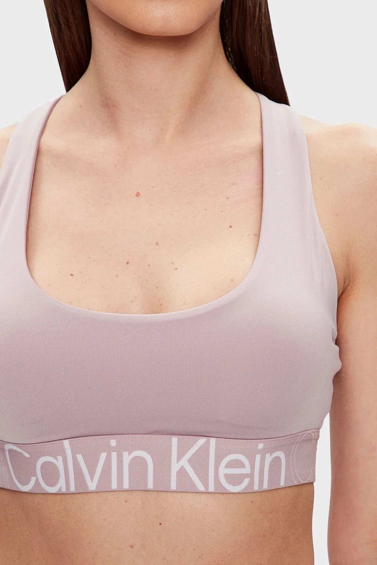 Calvin Klein Logo Bantlı Astarlı Çıkarılabilir Dolgulu Nem Emici Spor 00GWS3K1158HR Bayan Sütyen 00GWS3K115 8HR PUDRA - 4