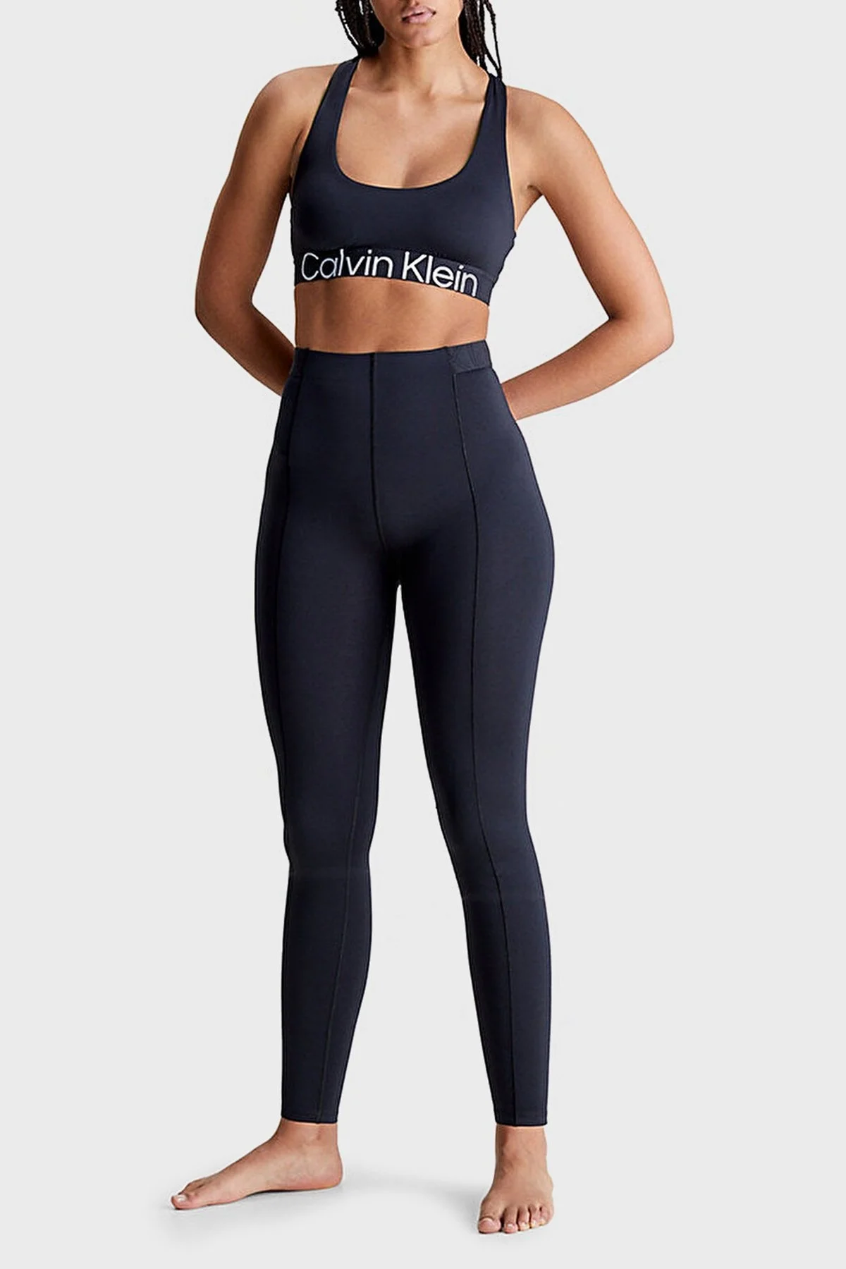 Calvin Klein Logo Bantlı Astarlı Çıkarılabilir Dolgulu Nem Emici Spor 00GWS3K115BAE Bayan Sütyen 00GWS3K115 BAE SİYAH - 3