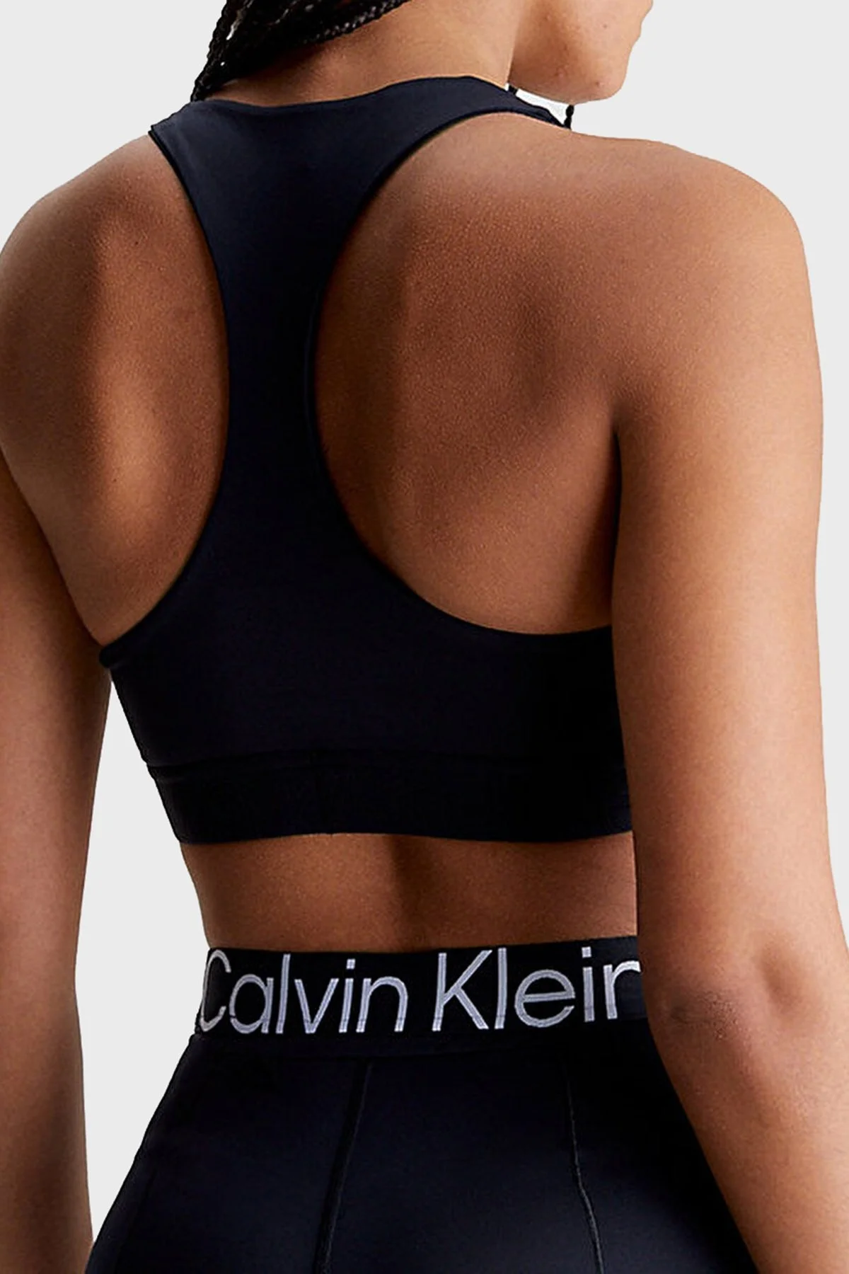 Calvin Klein Logo Bantlı Astarlı Çıkarılabilir Dolgulu Nem Emici Spor 00GWS3K115BAE Bayan Sütyen 00GWS3K115 BAE SİYAH - 4