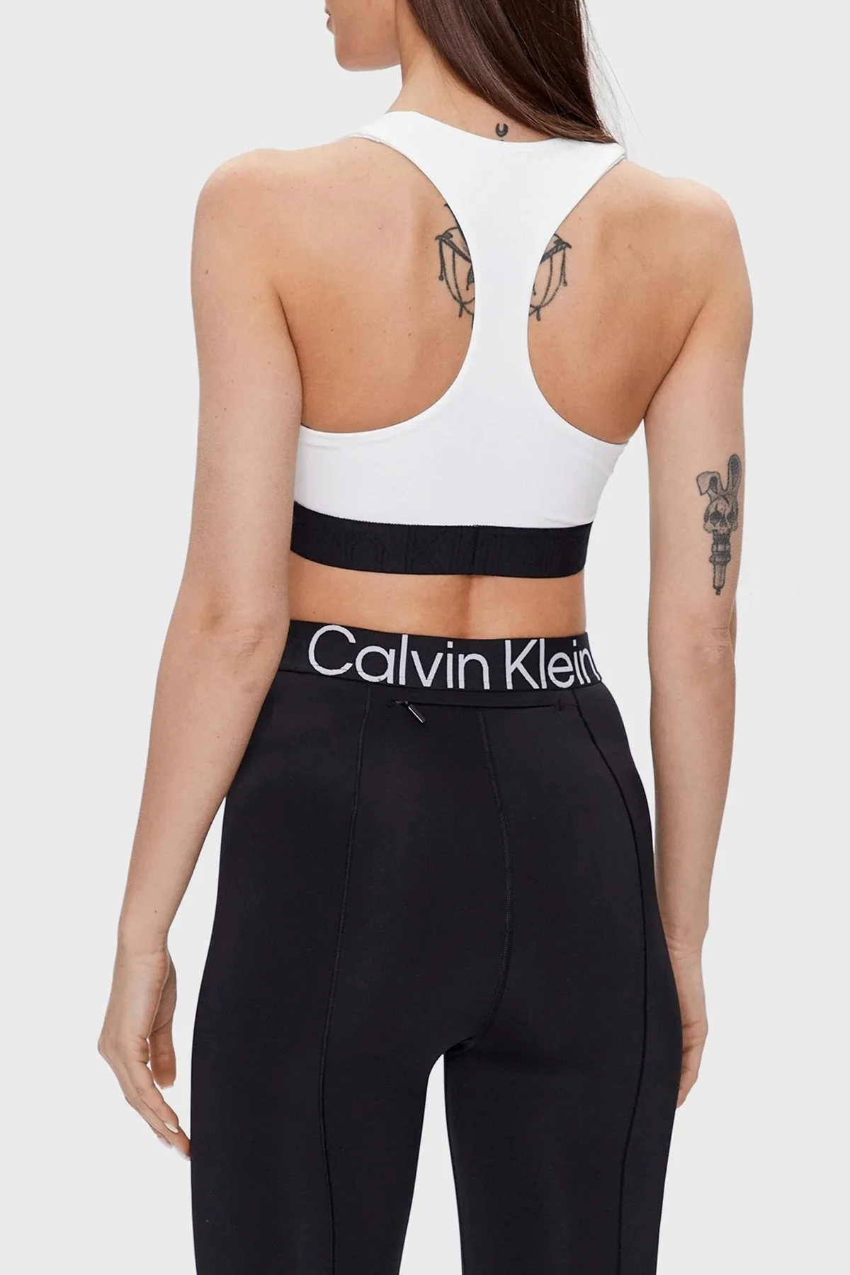 Calvin Klein Logo Bantlı Astarlı Çıkarılabilir Dolgulu Nem Emici Spor 00GWS3K115YAF Bayan Sütyen 00GWS3K115 YAF BEYAZ - 4