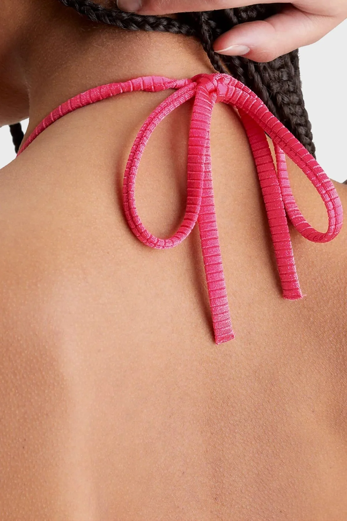 Calvin Klein Logo Bantlı Çıkarılabilir Dolgulu Üçgen KW0KW01967XI1 Bayan Bikini Üstü KW0KW01967 XI1 PEMBE - 3