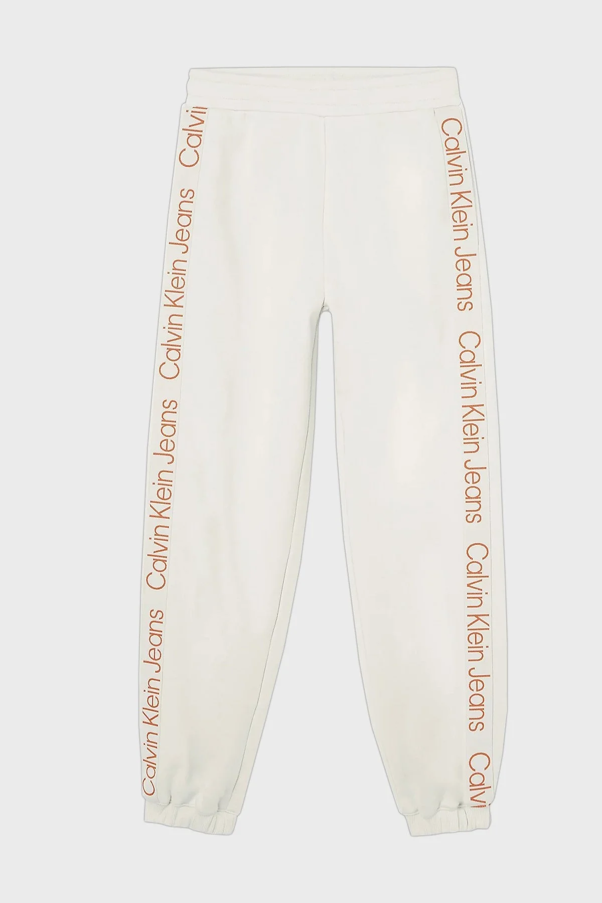 Calvin Klein Logo Bantlı Elastik Bel Relaxed Fit Bayan Pantolon J20J219738 ACF BEJ - 6