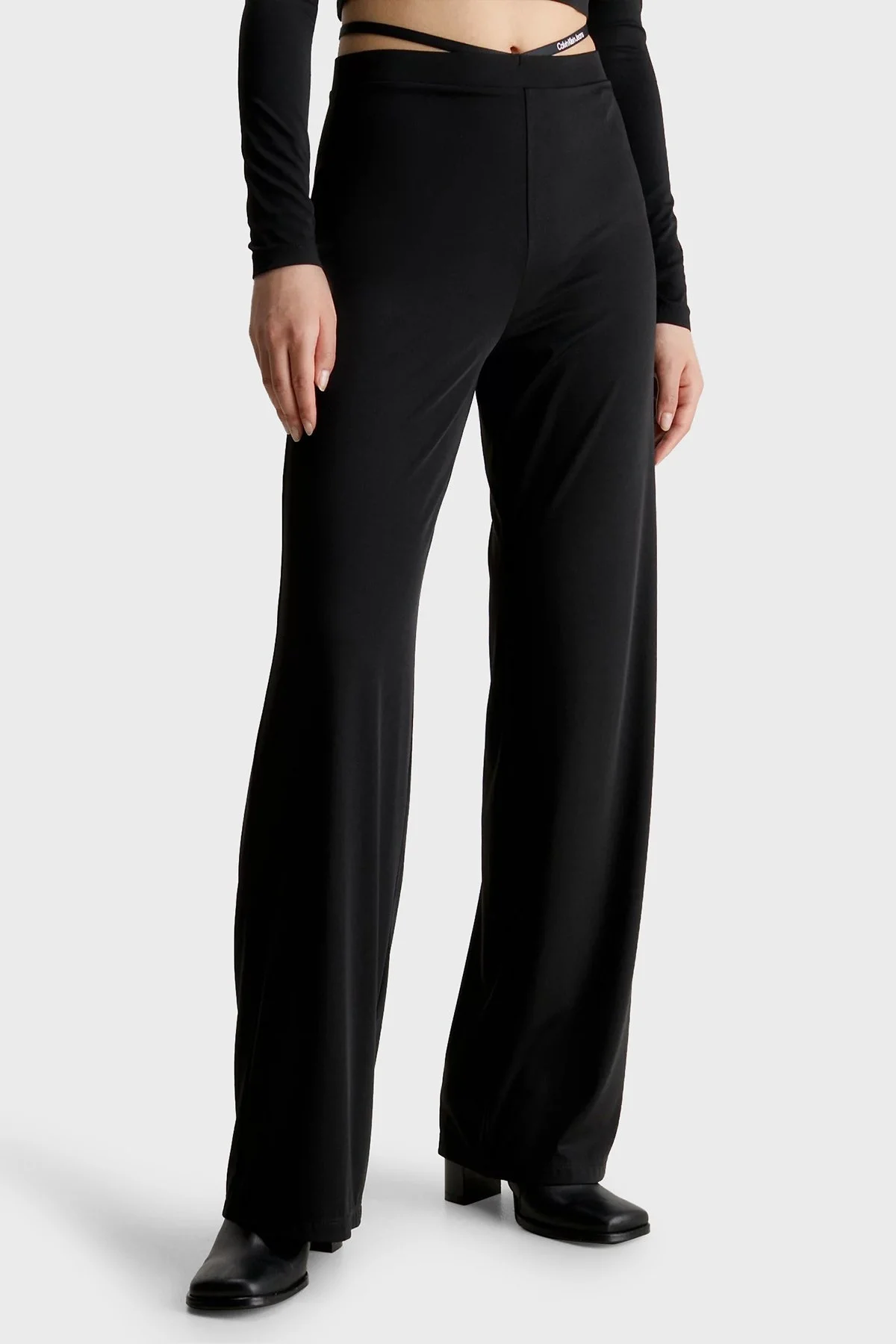 Calvin Klein Logo Bantlı Geniş Paça Regular Fit J20J221919BEH Bayan Pantolon J20J221919 BEH SİYAH - 4