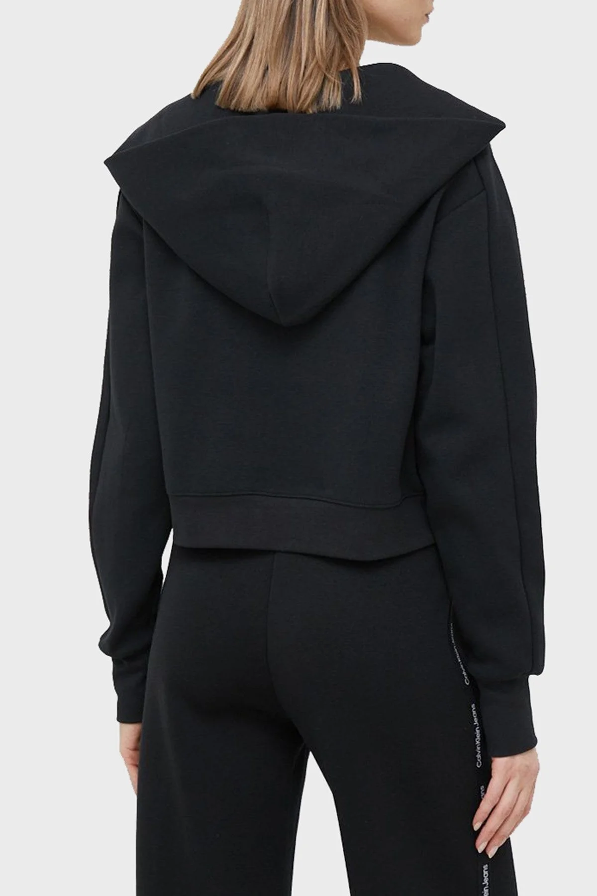 Calvin Klein Logo Bantlı Kapüşonlu Fermuarlı Regular Fit Pamuklu Bayan Sweat J20J220425 BEH SİYAH - 3