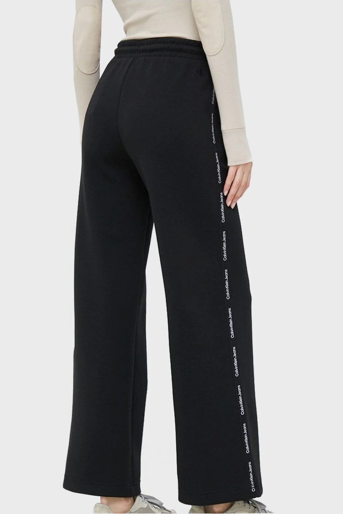 Calvin Klein Logo Bantlı Pamuk Karışımlı Relaxed Fit Bayan Pantolon J20J220962 BEH SİYAH - 3