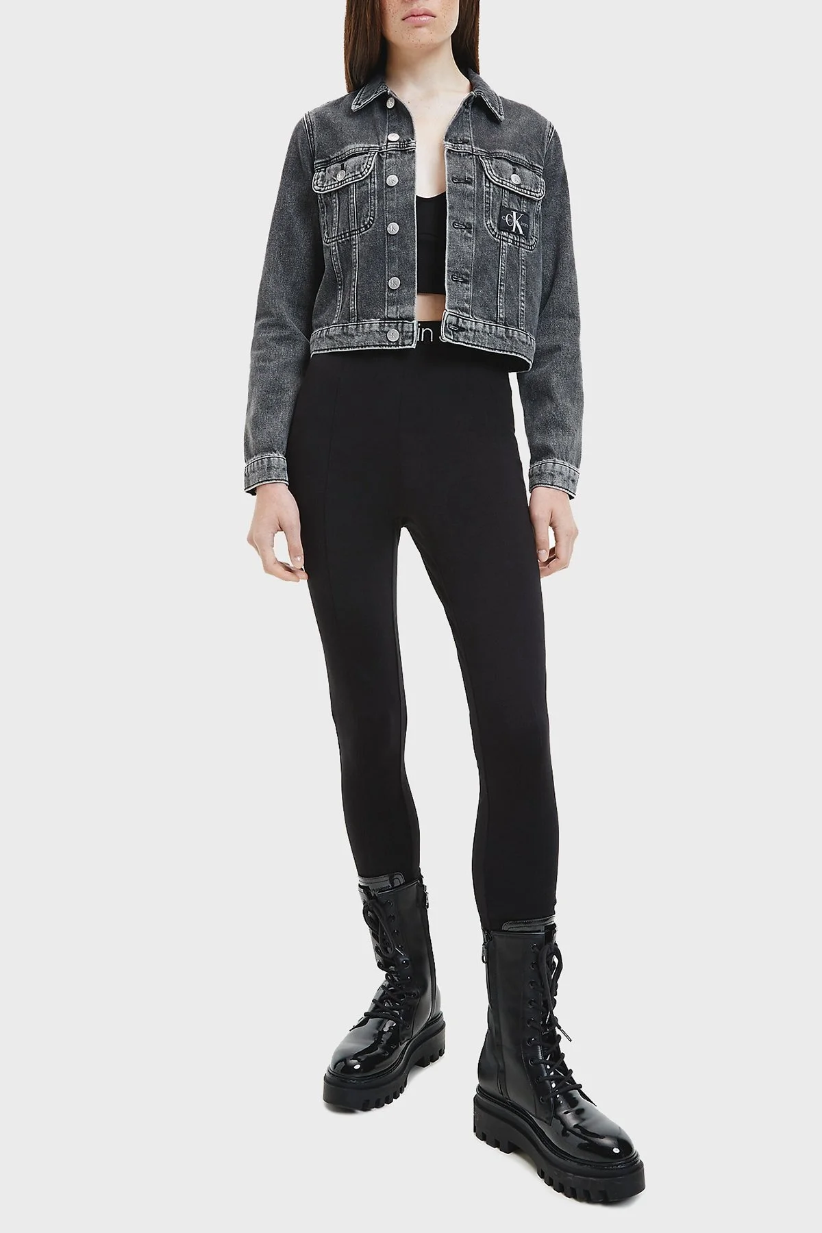 Calvin Klein Logo Bantlı Yüksek Bel Skinny Fit Streç Bayan Tayt J20J220269 BEH SİYAH - 4