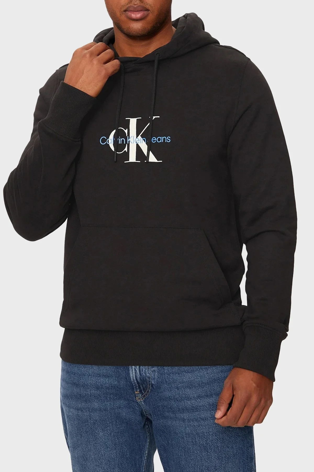 Calvin Klein Logo Baskılı % 100 Pamuk Regular Fit Kapüşonlu J30J326875BEH Erkek Sweat J30J326875 BEH SİYAH - 1