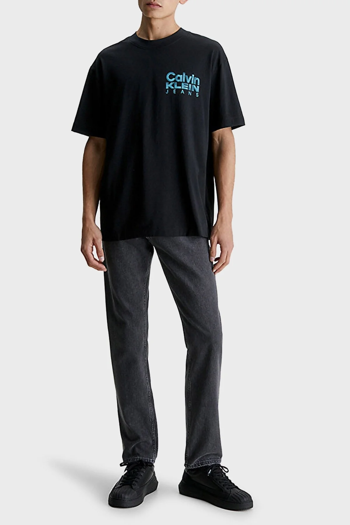 Calvin Klein Logo Baskılı Bisiklet Yaka Pamuklu Regular Fit J30J324225BEH Erkek T Shirt J30J324225 BEH SİYAH - 3