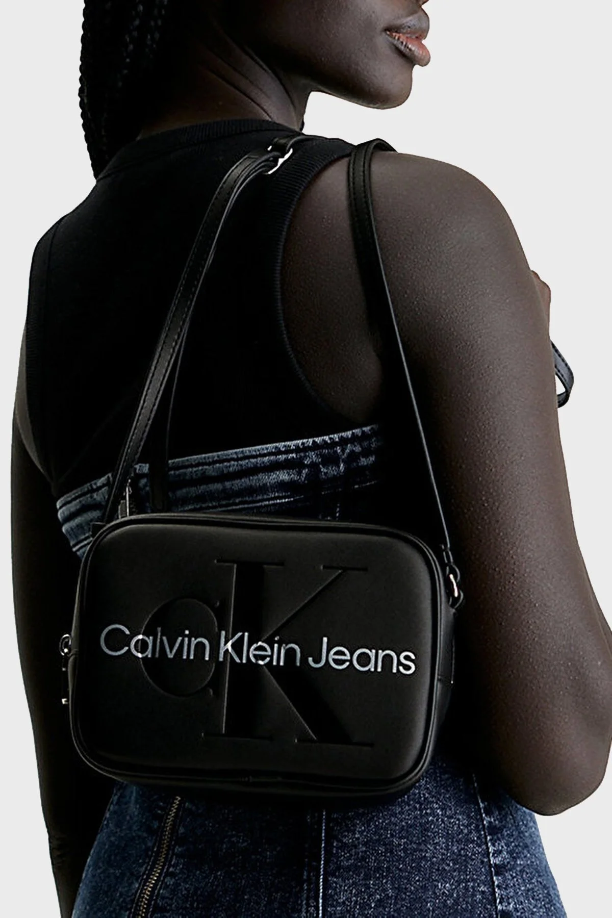 Calvin Klein Logo Baskılı Fermuarlı Ayarlanabilir Askılı K60K6102750GL Bayan Çanta K60K610275 0GL SİYAH - 3
