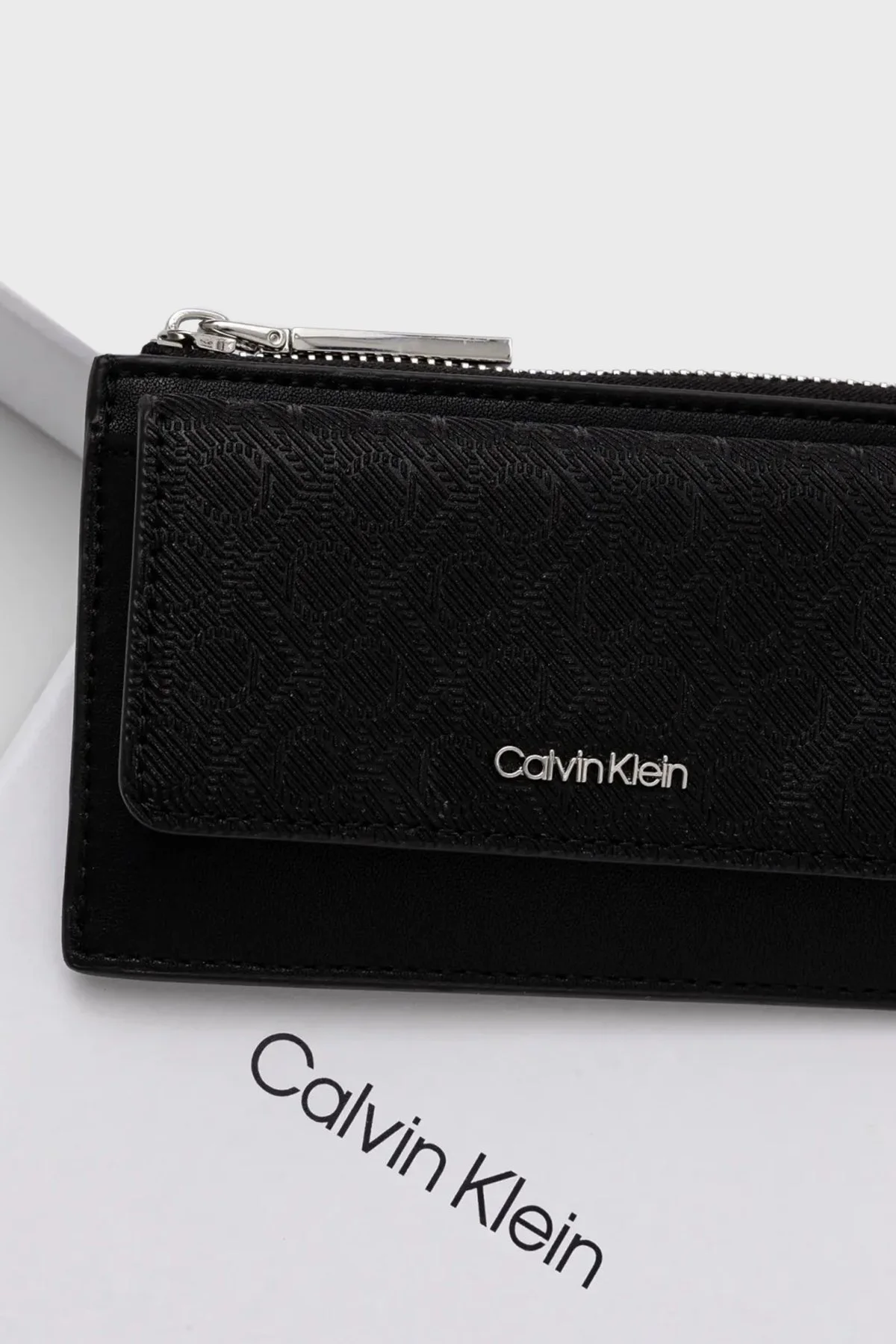 Calvin Klein Logo Baskılı Fermuarlı K60K612949BEH Bayan Cüzdan K60K612949 BEH SİYAH - 9